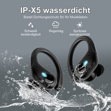 HYIEAR Bluetooth 5.3-Sportkopfhörer, kabellose IPX5-Ohrhörer mit Ohrbügel In-Ear-Kopfhörer (Siri, Bluetooth, Regen-und schmutzabweisend, Smart Touch, geringer Stromverbrauch)