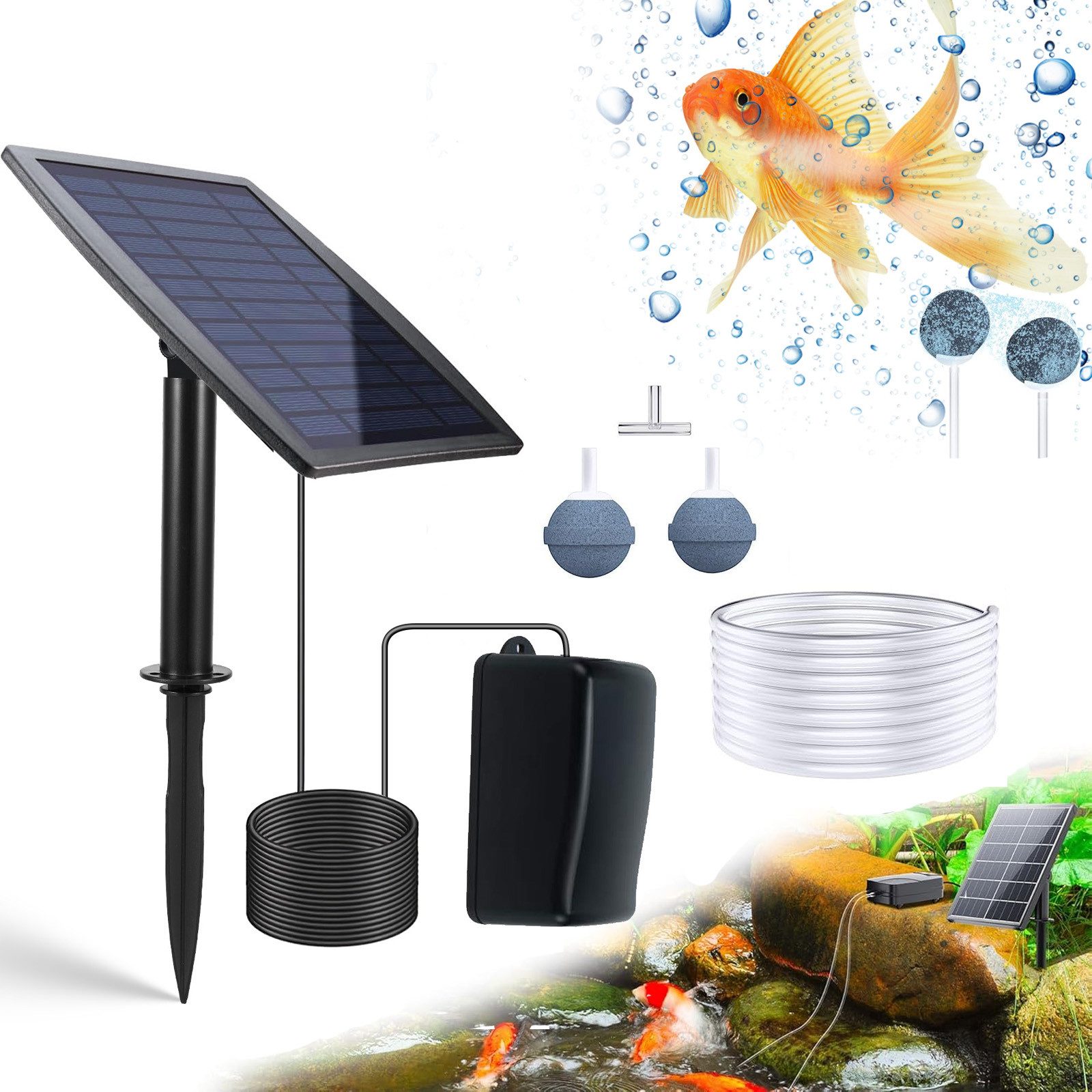 BlingBin Solarpumpe Teichbelüfter, Solar Sauerstoffpumpe mit günstig online kaufen