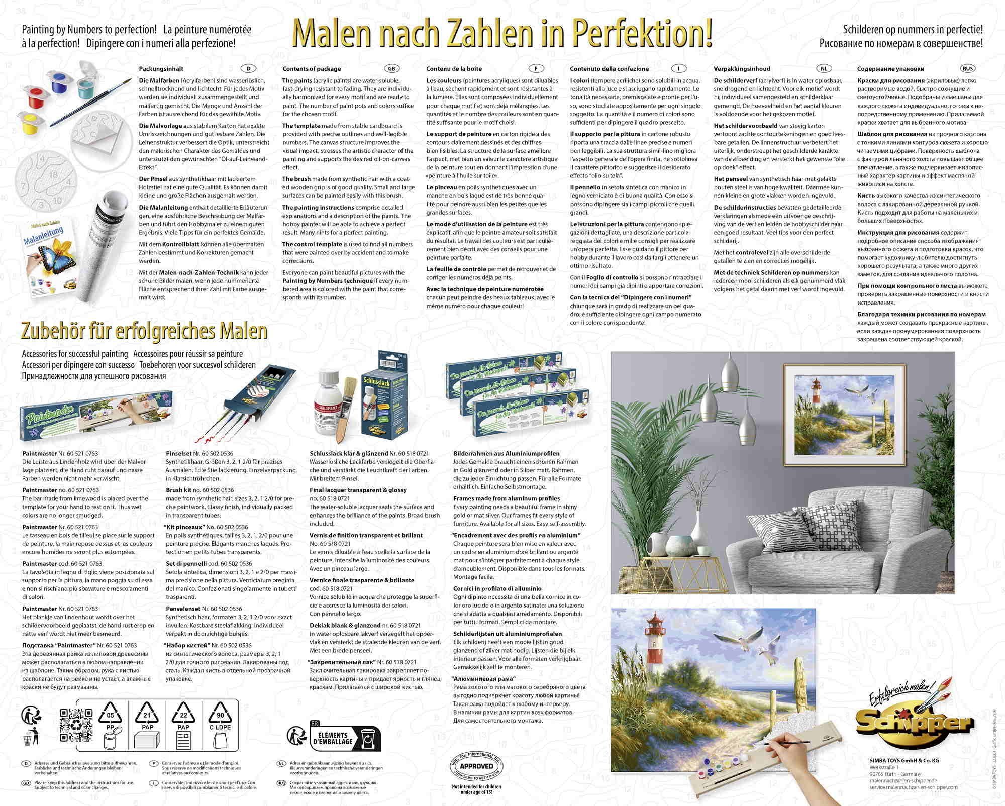 Schipper Malen nach Zahlen Malen nach Zahlen 40x50cm Dünenlandschaft mit Leuchtturm 609130884