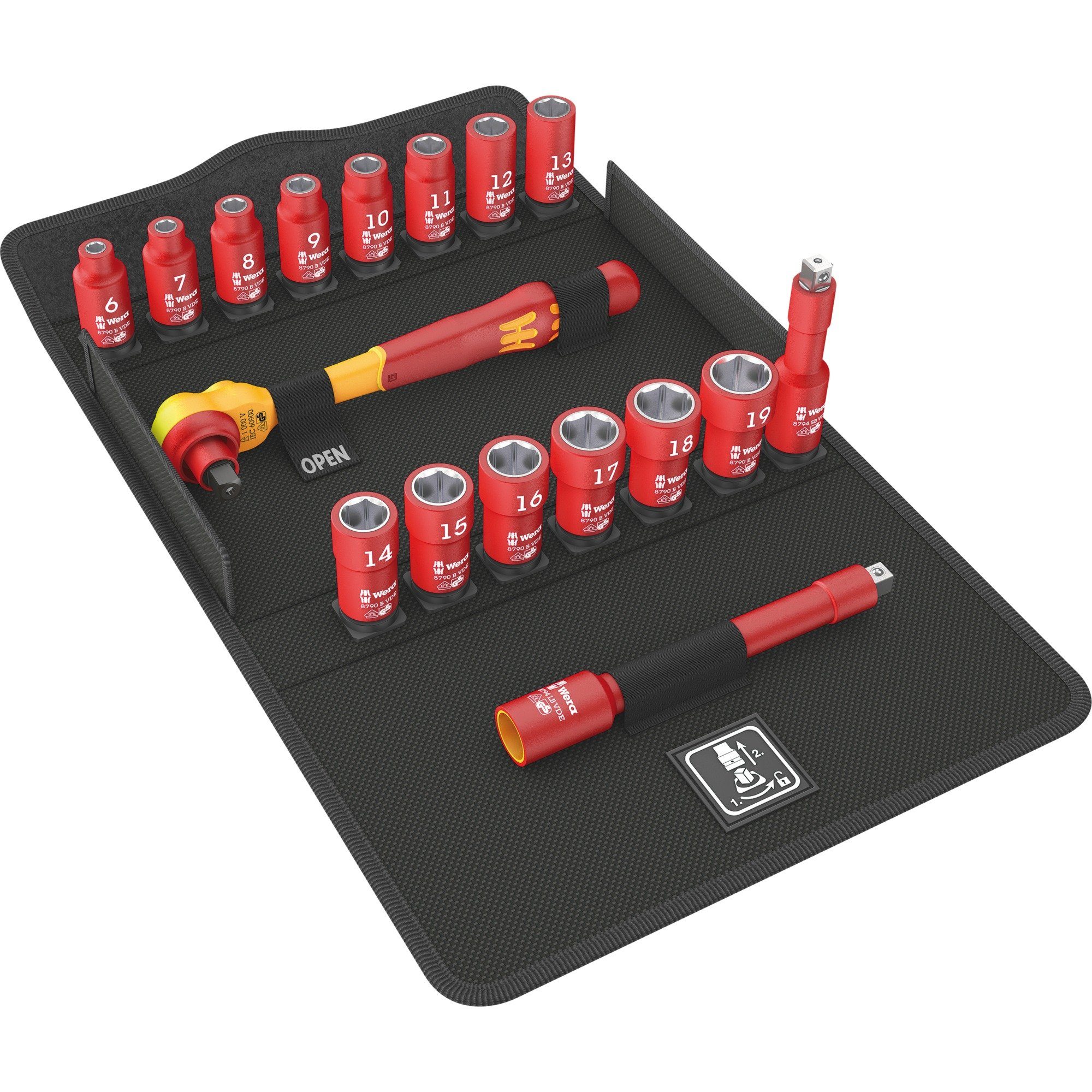 Ratsche Wera Zyklop Knarrensatz 8100 SB VDE 1, 3/8"