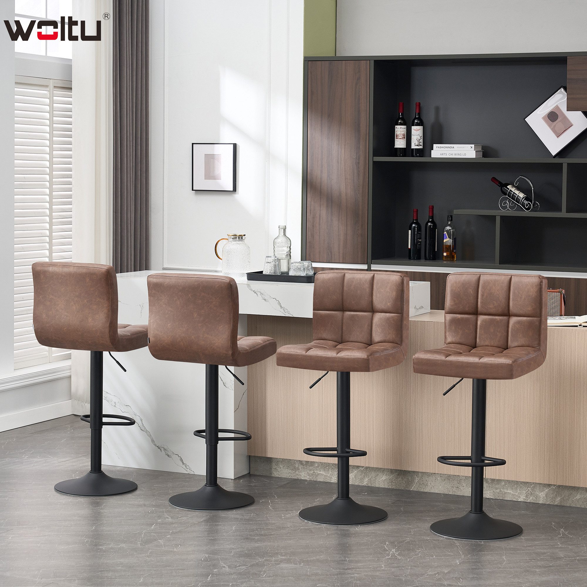 Woltu Barhocker (1 St), Kunstleder Antiklederoptik höhenverstellbar drehbar günstig online kaufen