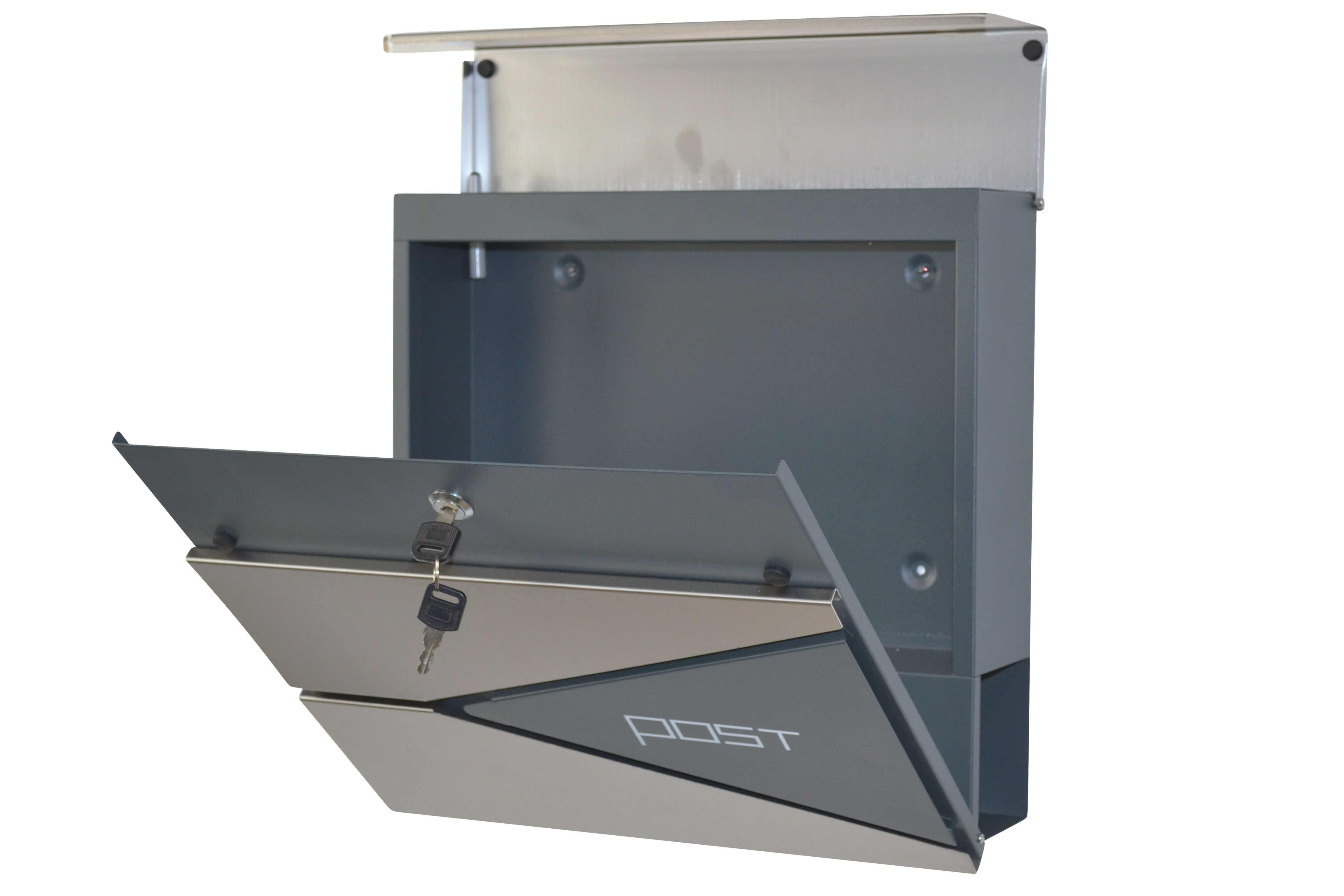 moebel-direkt-online Briefkasten Metallbriefkasten in zwei Farben, aus Stahlrblech, mit separaten Zeitungsfach