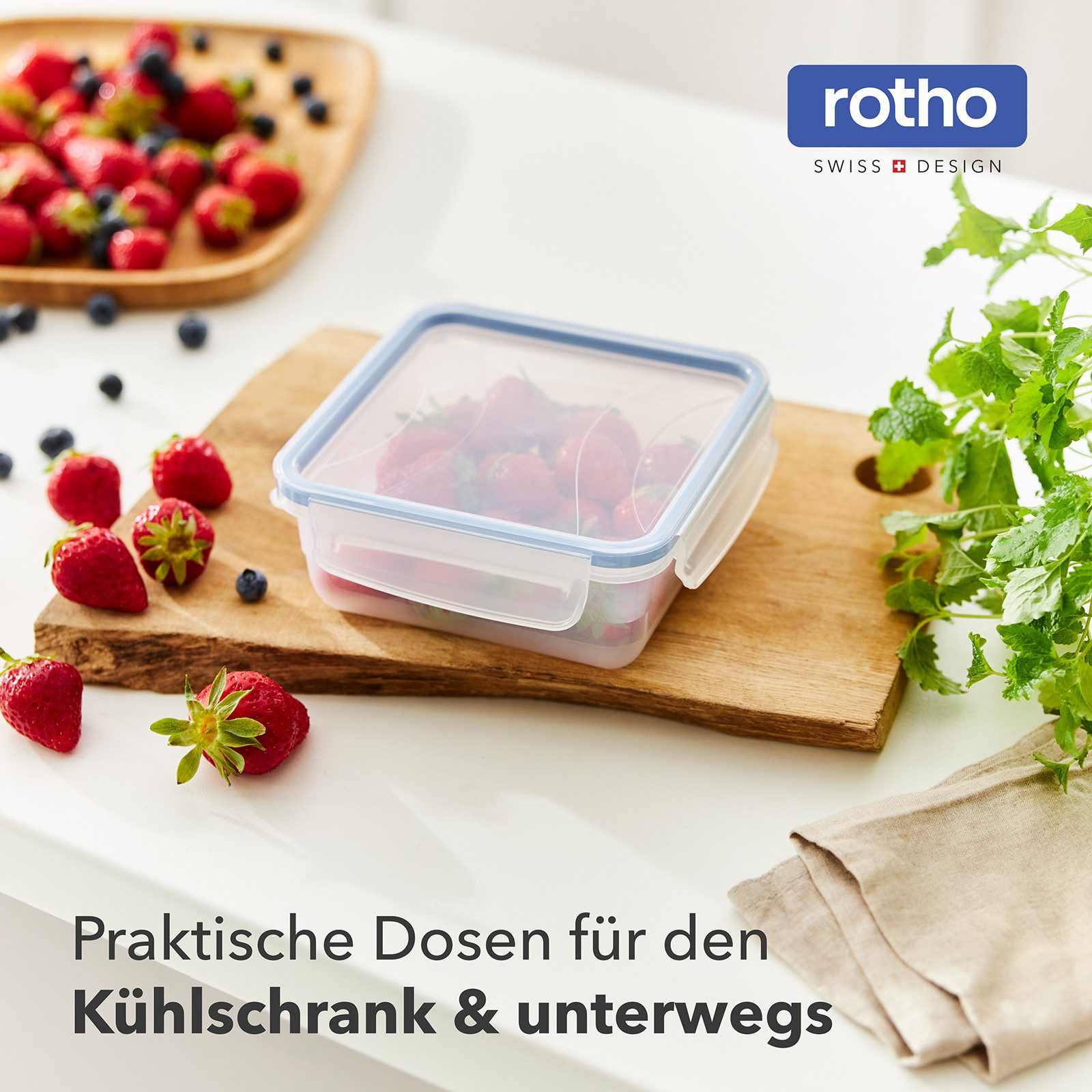 ROTHO Aufbewahrungssystem CLICK LOCK Frischhaltedosen Set 4-teilig - 2x 0.8l, 1x 1l, 1x1.5, Kunststoff, (Vorratsbehälterset, Set 4-teilig), Luftdichtes Frischhaltedosen Set für sichere Lebensmittelaufbewahrung