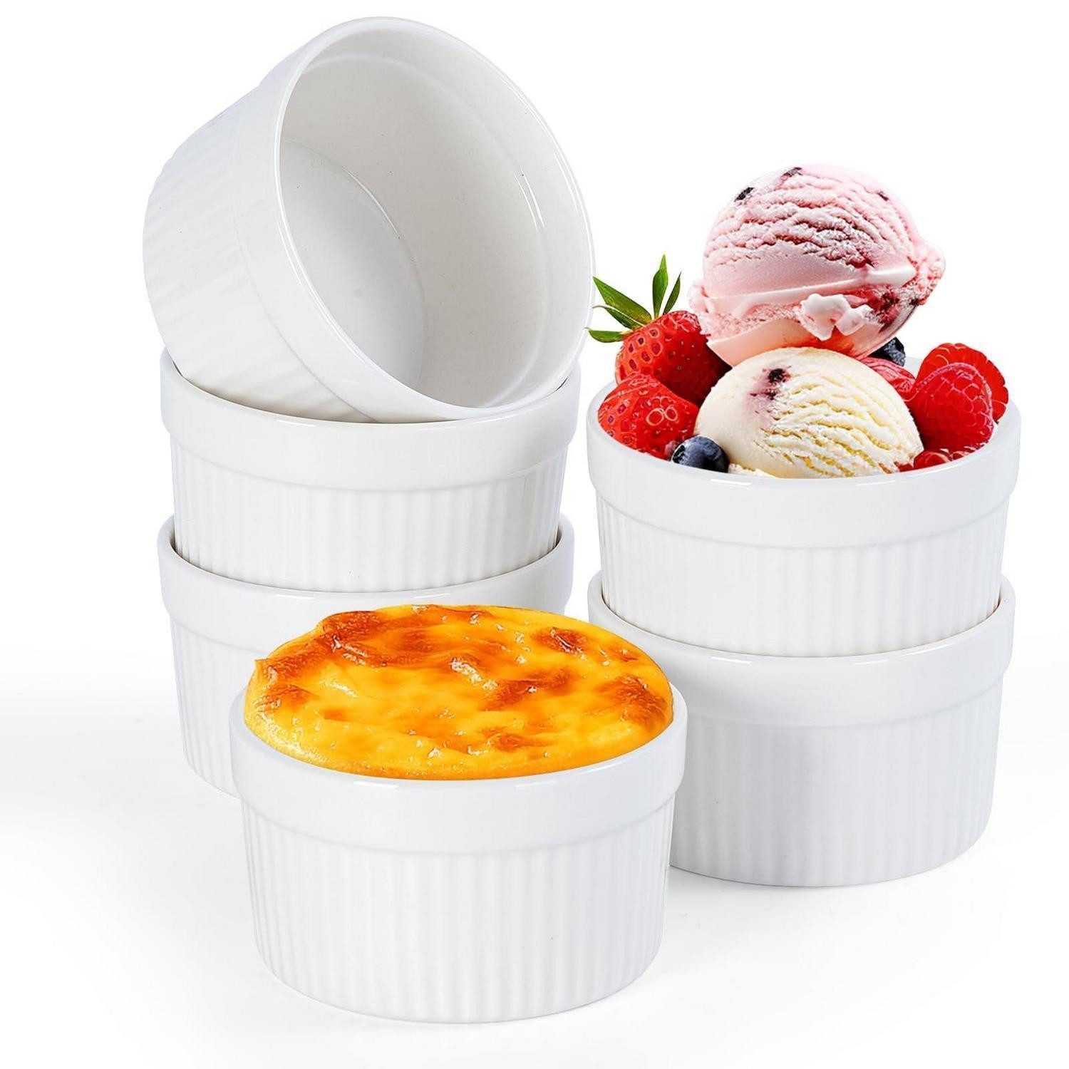 LuxusKollektion Portionsförmchen Soufflé Förmchen 6er Set Weiß 200ml, Keramik, (6-St)