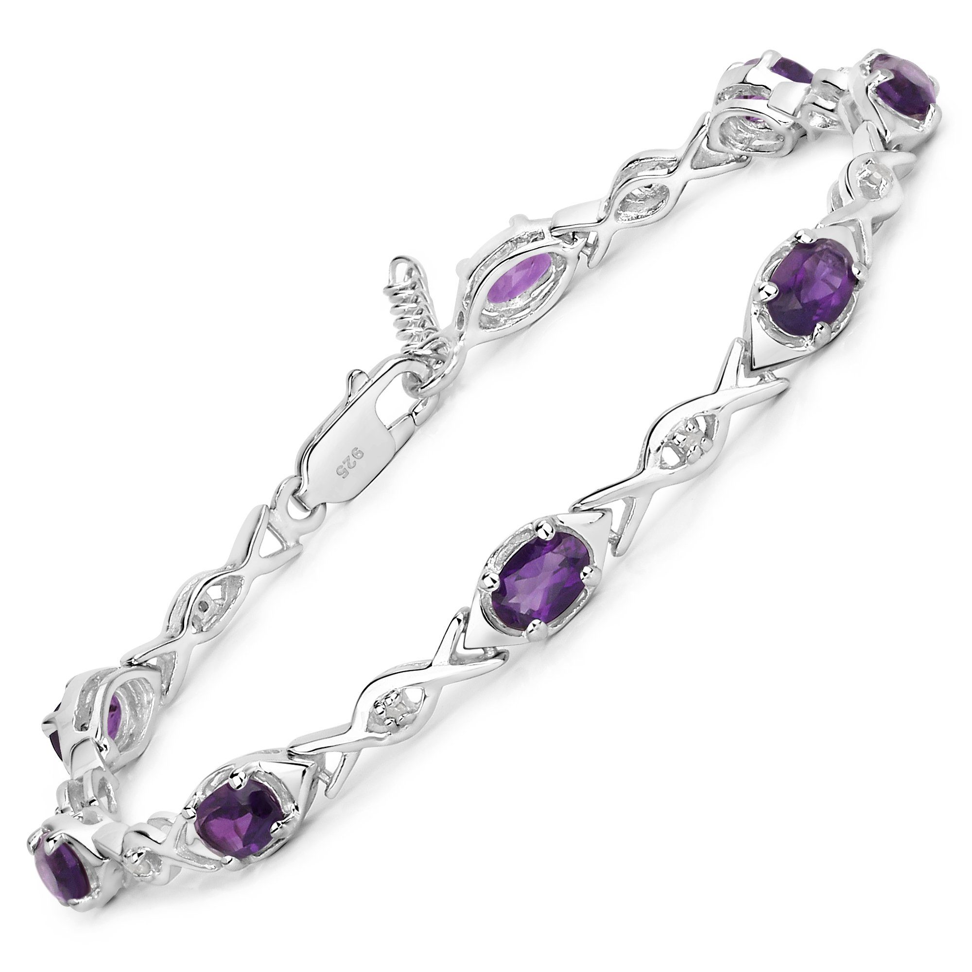 Vira Jewels Armband 925-Sterling Amethyst Glänzend rhodiniert Silber lila