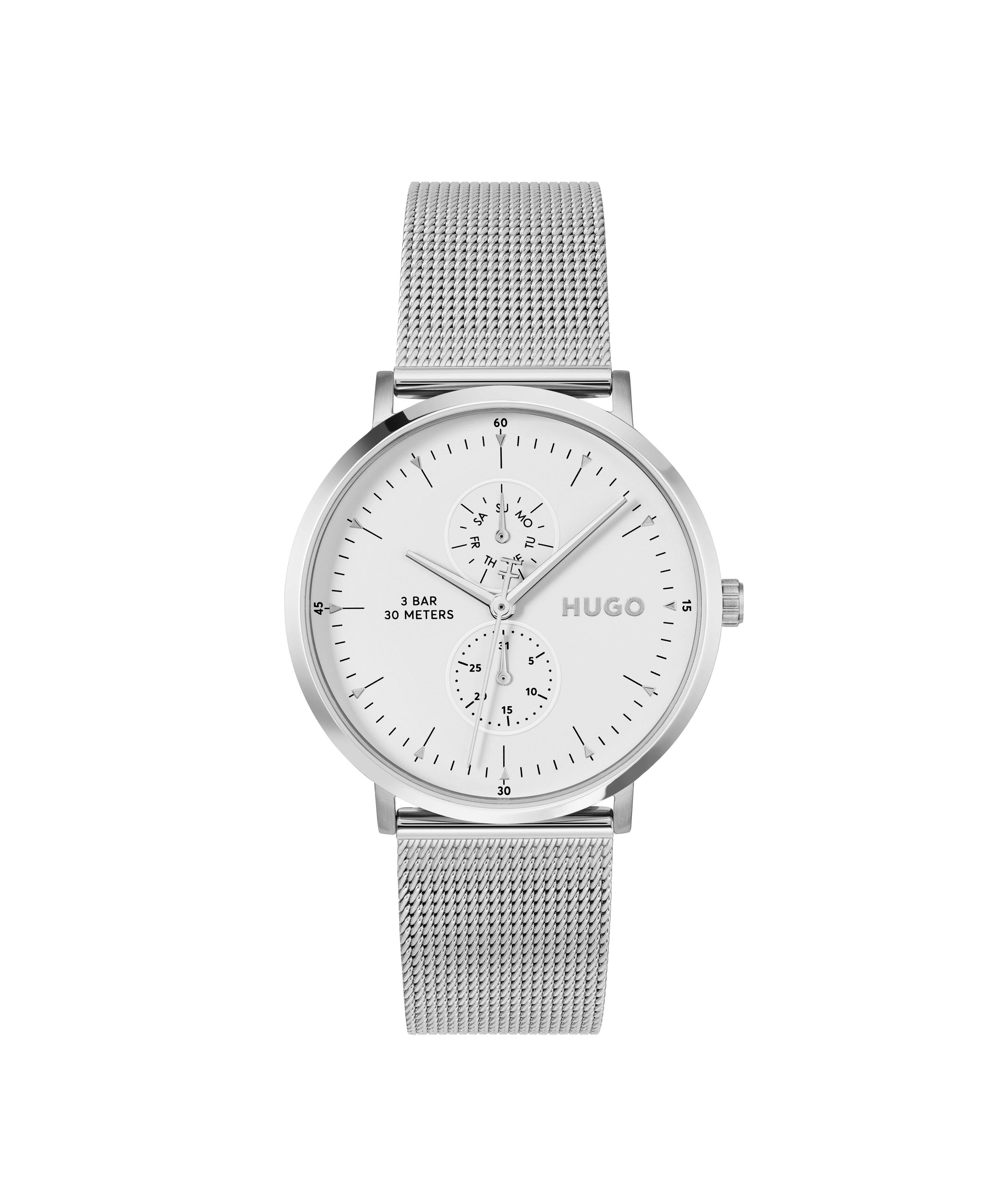 HUGO Multifunktionsuhr #STYLE 1530456, Quarzuhr, Armbanduhr, Herrenuhr, Edelstahlarmband, analog