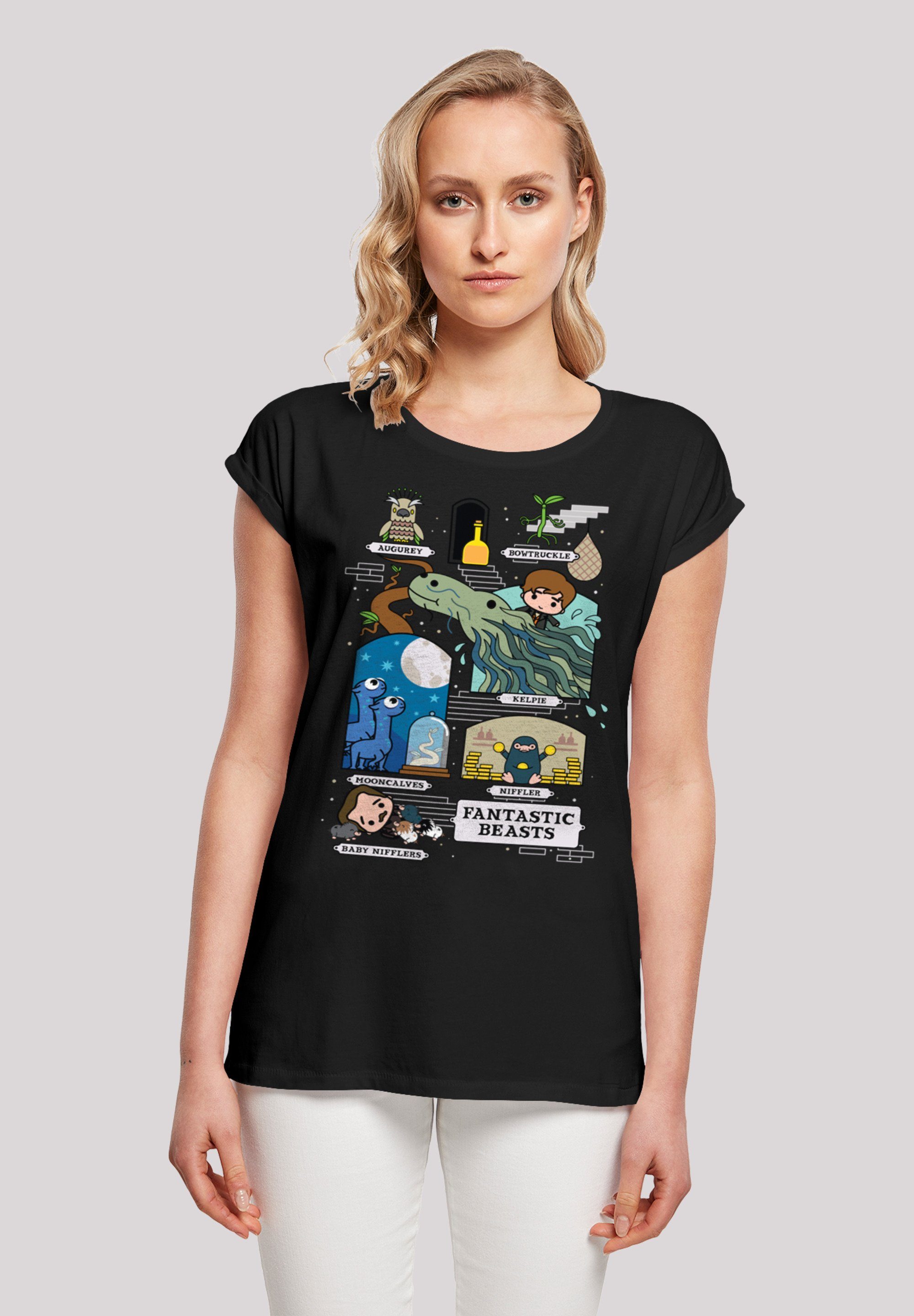 F4NT4STIC T-Shirt Phantastische Tierwesen Chibi Newt Print schwarz