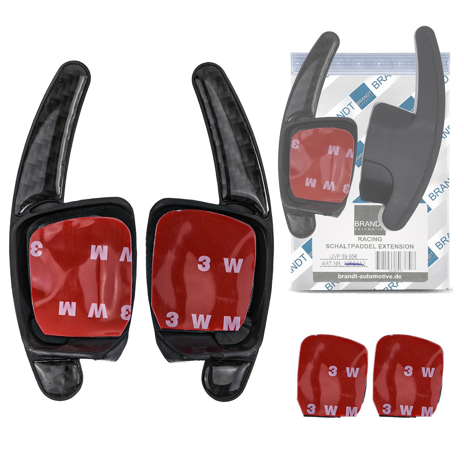 BRANDT AUTOMOTIVE Lenkeradapter Auto Lenkrad Schaltwippen Verlängerung SET Carbon Optik, (2-tlg., für VW AMAROK I ARTEON CADDY IV V GOLF 6 7 T6 T7 PASSAT B8 3G POLO)