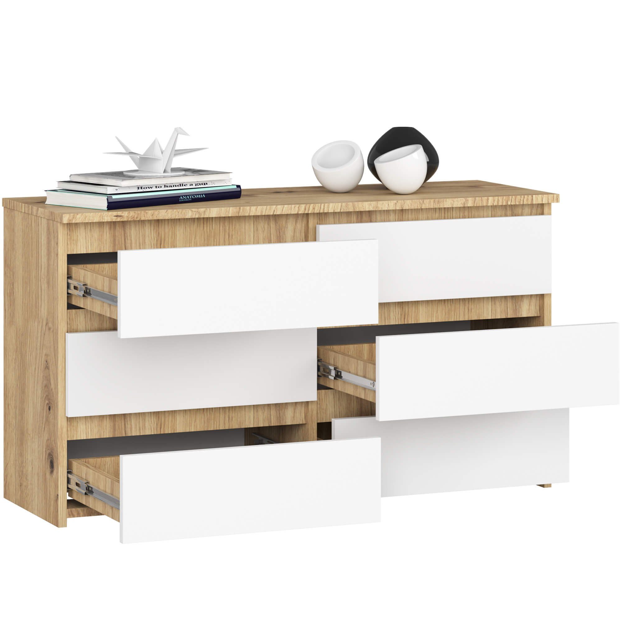 Raumhirsch Furniture Kommode mit 6 Schubladen Praktisches Sideboard Anrichte, (viele Farbvarianten - Maße: 100 x 57 x 35 cm) - Hochwertig & stabil – Bild 4 von 5