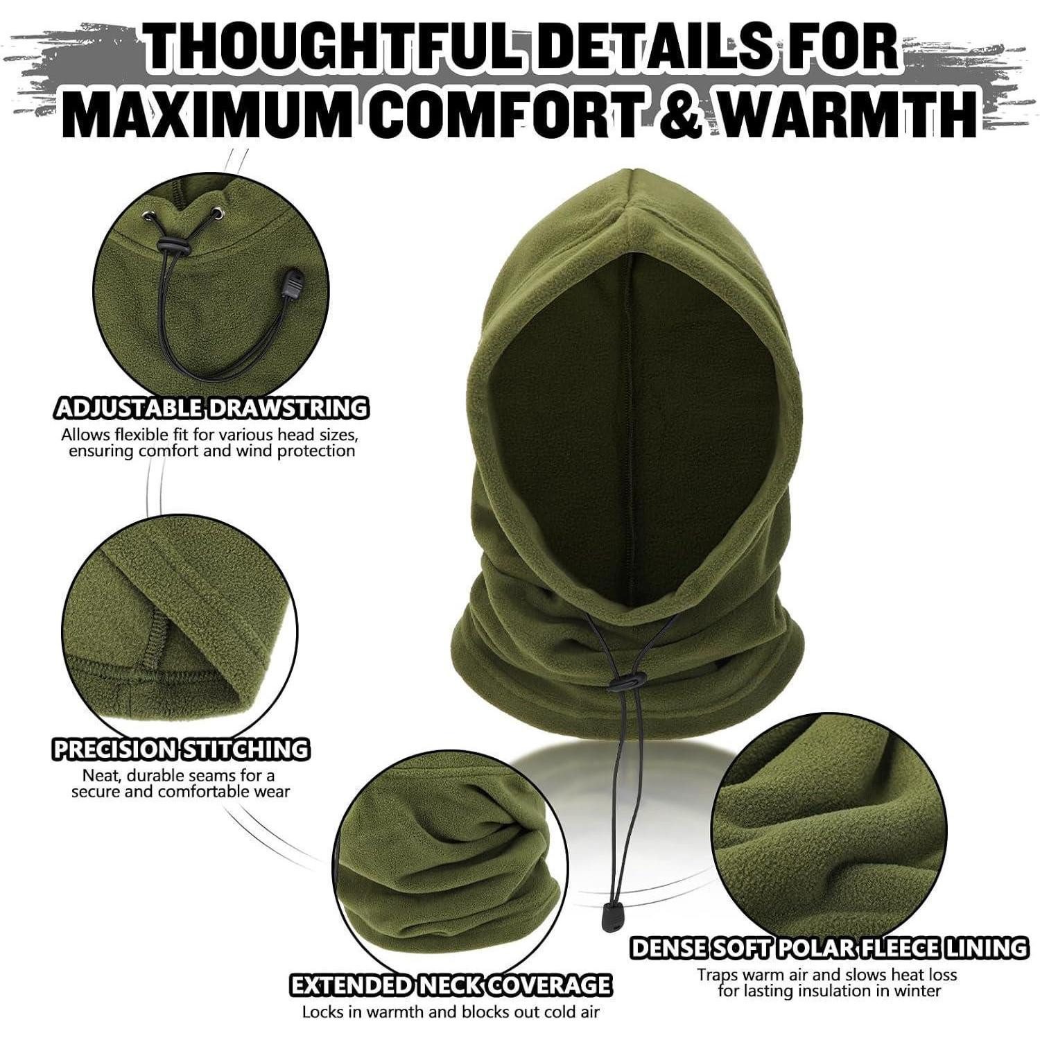 LuxusKollektion Sturmhaube Sturmhaube Fleece Thermo Halswärmer Mütze Herren Damen Grün