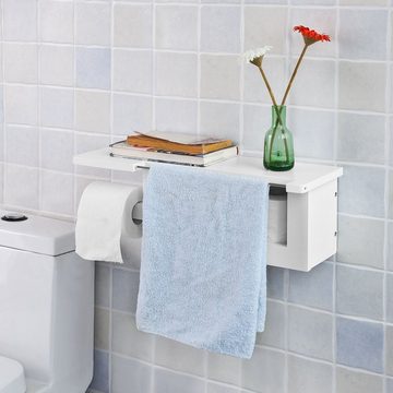 SoBuy Toilettenpapierhalter FRG175, mit Ablage zur Wandmontage Rollenhalter für Badezimmer
