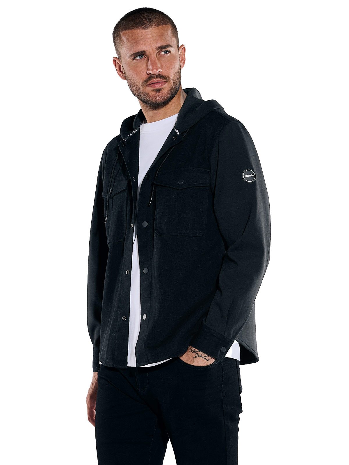 emilio adani Sweatshirt emilio adani Herren Sweatjacke mit Brusttaschen, Schwarz