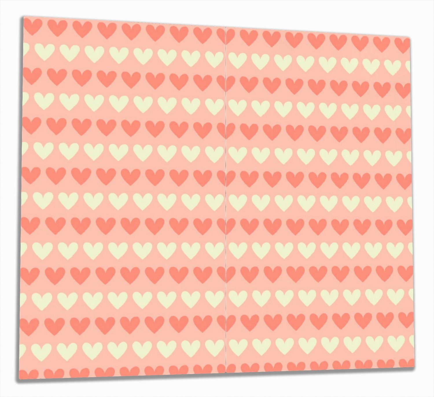 Wallario Herd-Abdeckplatte Muster Herzen in beige und rot, ESG-Sicherheitsglas, (Glasplatte, 2 tlg., inkl. 5mm Noppen), verschiedene Größen