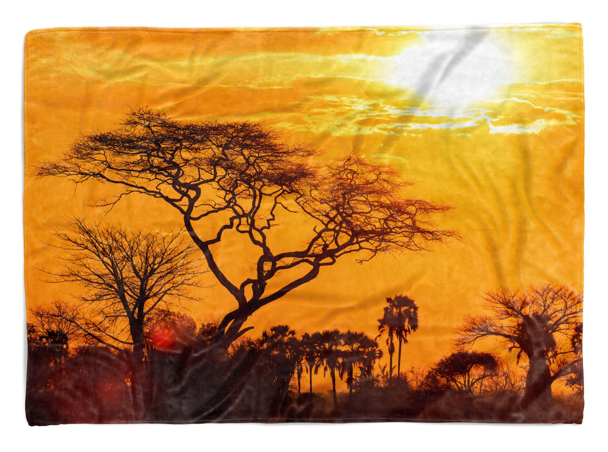 Art mit Handtuch Savanne Baumwolle-Polyester-Mix Fotomotiv Son, Afrika Sinus Kuscheldecke Strandhandtuch Handtuch Handtücher Saunatuch (1-St),