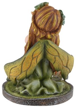 Vogler direct Gmbh Dekofigur Elfe Verda - kniend mit Blumen im Arm, von Hand coloriert, Kunststein, Geschenkverpackung, LxBxH ca. 9x7x9cm