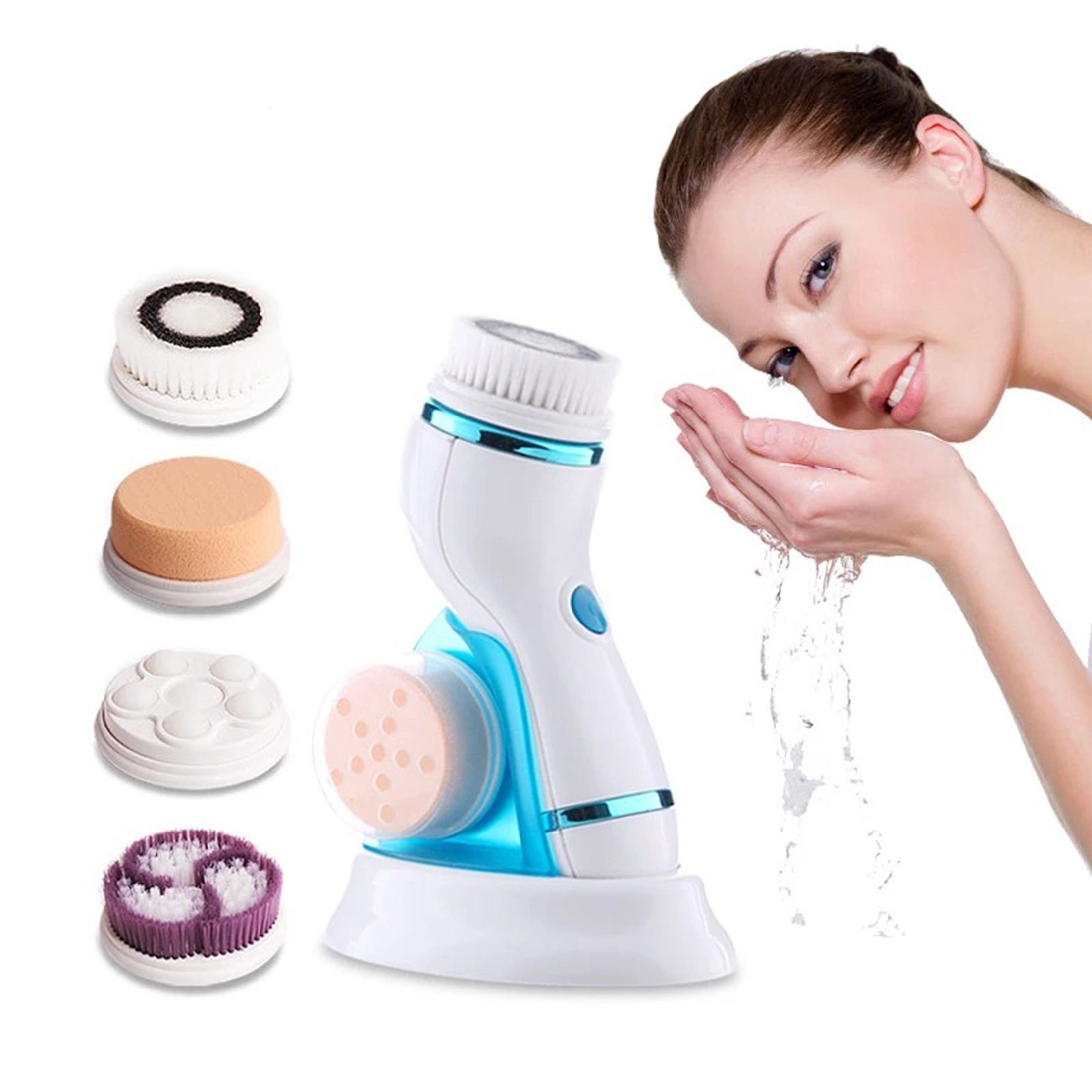 KINSI Kosmetikbehandlungsgerät Elektrische Gesichtsreinigungsbürste,4 in 1,Schönheitsgeräte, Geeignet für Mitesser,Porenreinigung,Akneentfernung Blau