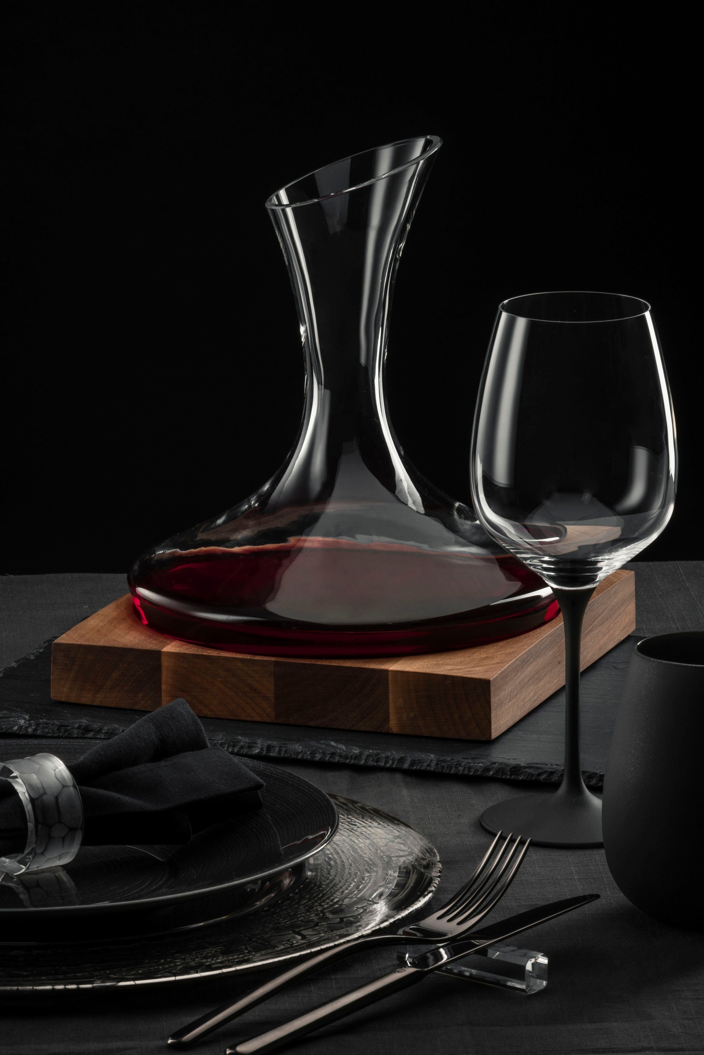 Eisch Germany Rotweinglas KAYA BLACK, 2-tlg., Kristallglas, in Handarbeit, Schiefer- Glasur veredel, 600 ml, 2tlg.,Made in Germany