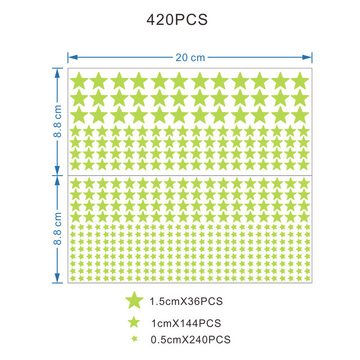 Lubgitsr Wandsticker 420 Stk. Leuchtsterne Kinder Sternenhimmel Aufkleber zu entfernende (420 St)