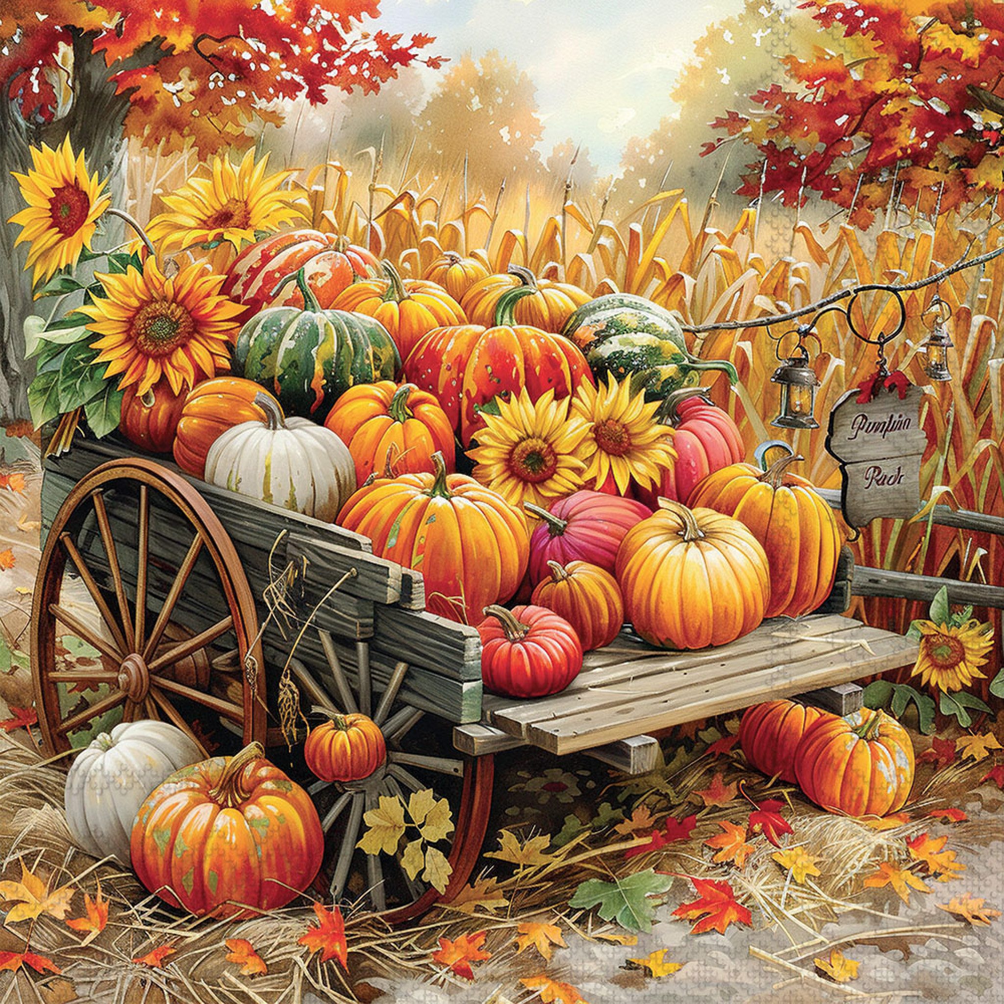 Ambiente Luxury Paper Products Papierserviette, Servietten Papier 33x33cm 3-lagig mit Kürbisernte Herbstmotiv 20 Stück