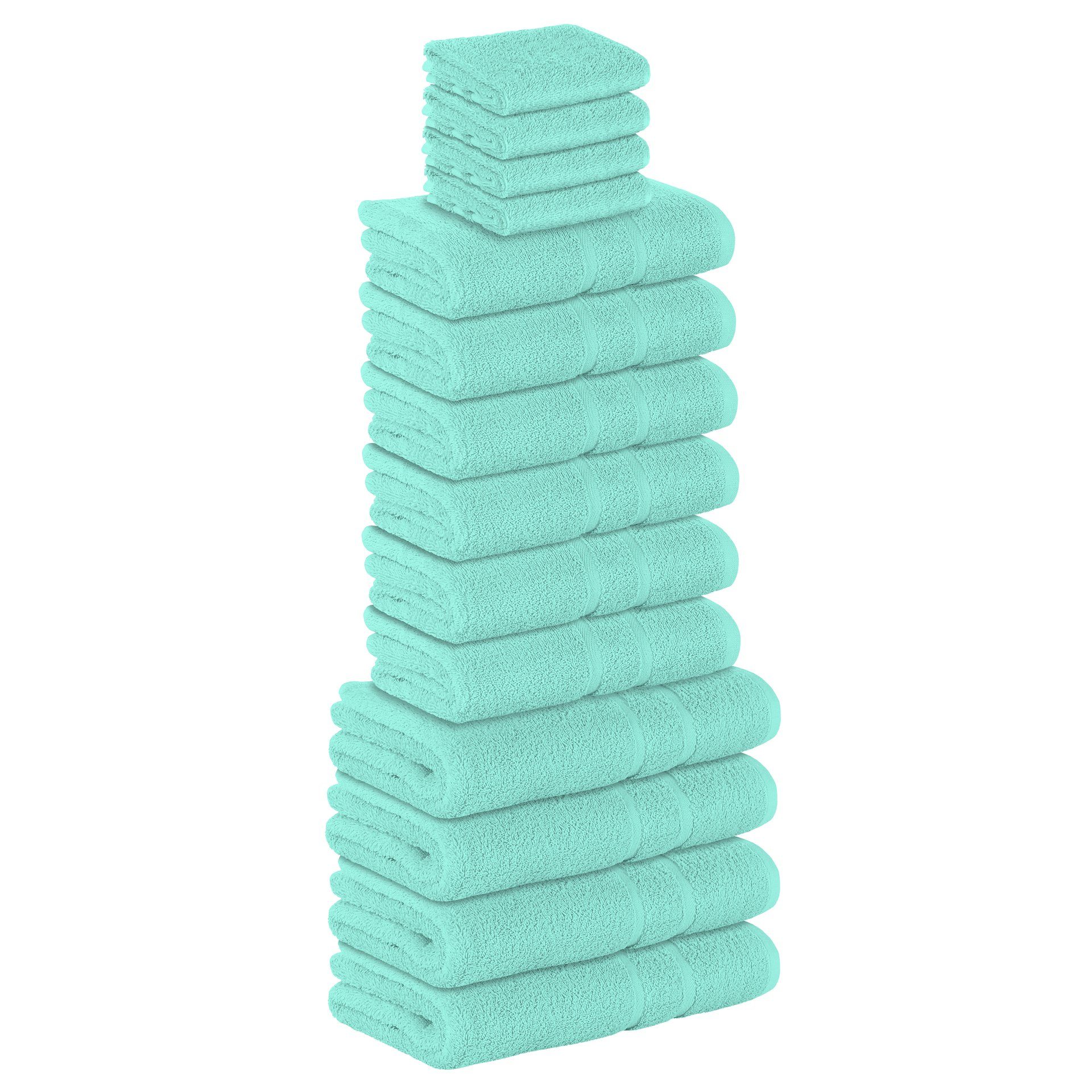 Set Handtuch Handtuch Handtücher Baumwolle GSM StickandShine (14 verschiedenen 500 Teilig) Farben 4x 100% Gästehandtuch als Duschtücher Frottee SET in 6x 14er 500 100% Pack, 4x Baumwolle Mint GSM