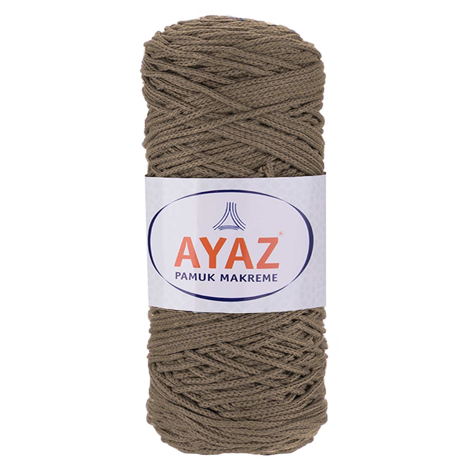 AYAZ 4 x 250g Strickgarn Pamuk Makrame Häkelwolle, 1257 graubeige