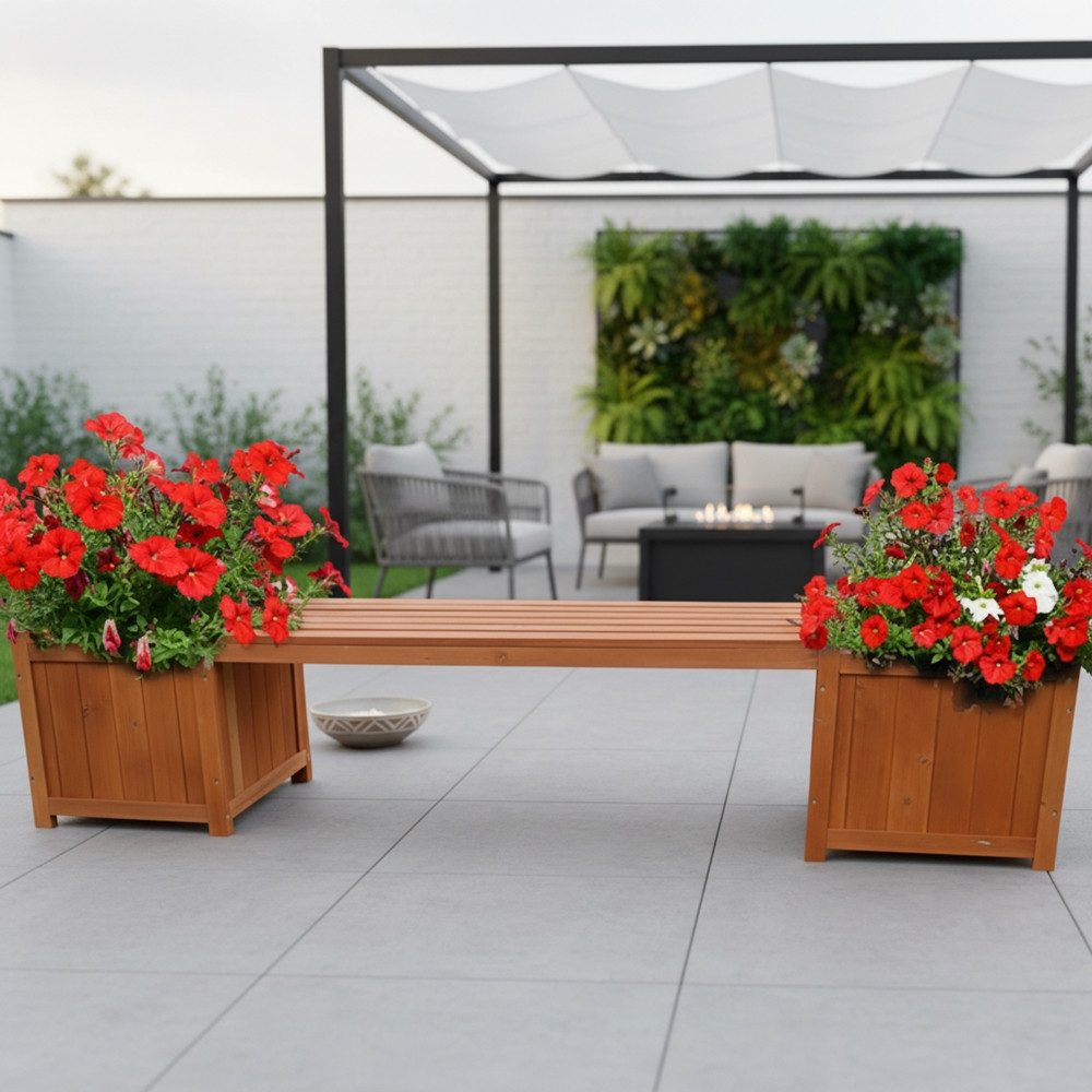 Mucola Gartenbank Gartenbank mit 2 Blumenkästen Garten Bank 2in1 Blumenkast günstig online kaufen