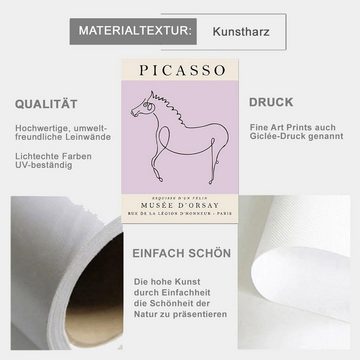 TPFLiving Kunstdruck (OHNE RAHMEN) Poster - Leinwand - Wandbild, Pablo Picasso - Grafik Tier und Mensch in abstrakten Linien - (Leinwand Wohnzimmer, Leinwand Bilder, Kunstdruck), Farben: lila, rosa, blau, beige - Größe: 10x15cm