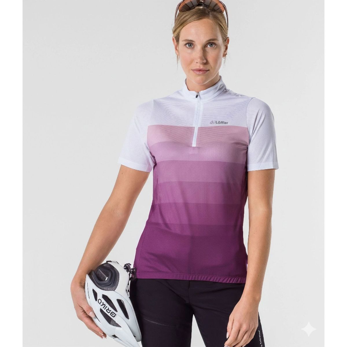 Löffler Radtrikot Women Bike Jersey Half Zip Rainbow Mid Stilvolles Damen-Radtrikot mit schnelltrocknendem Material, Mid