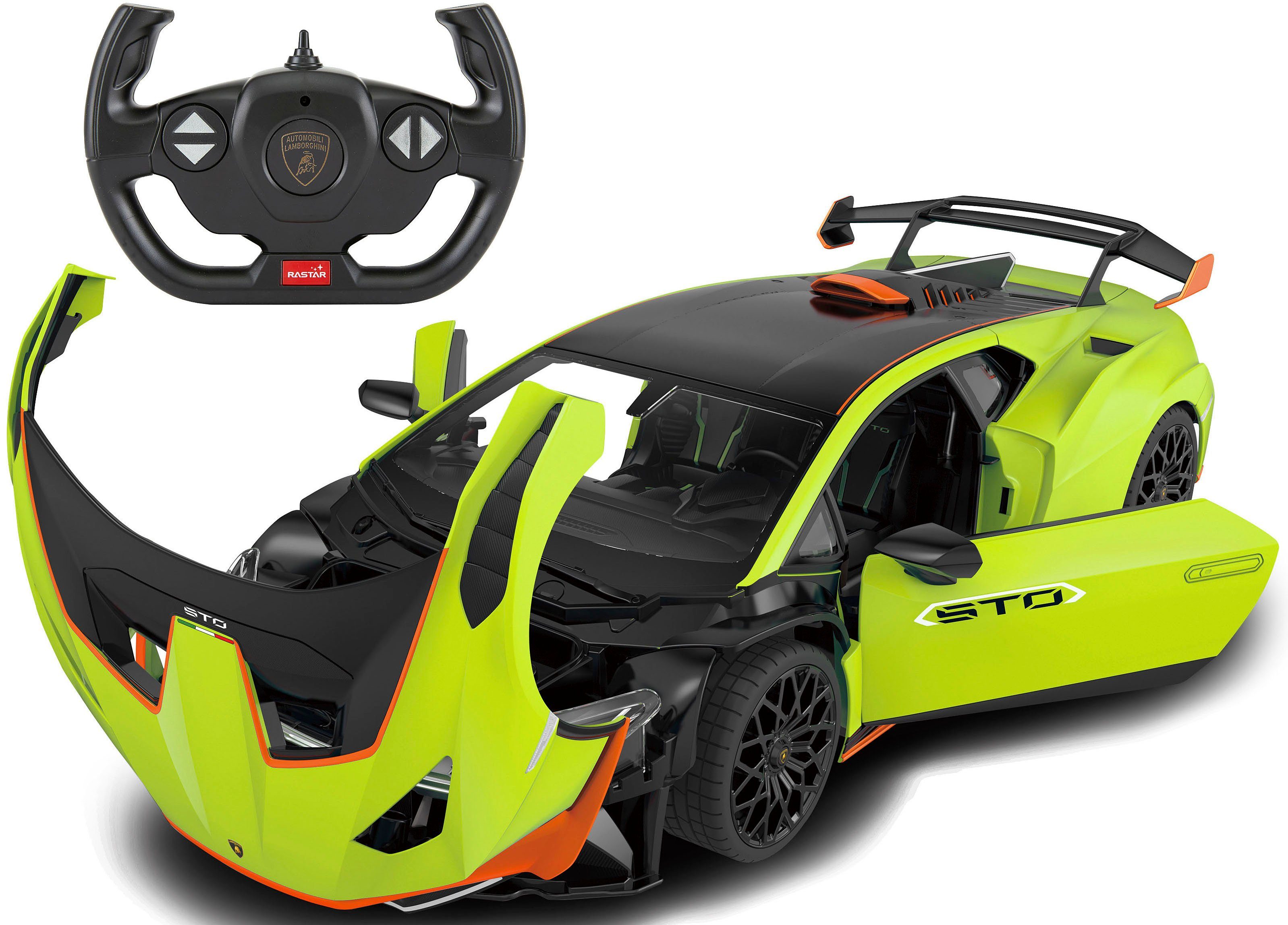 Jamara RC-Auto Deluxe Cars, Lamborghini Huracán STO 1:14, grün - 2,4 GHz, mit LED-Lichtern