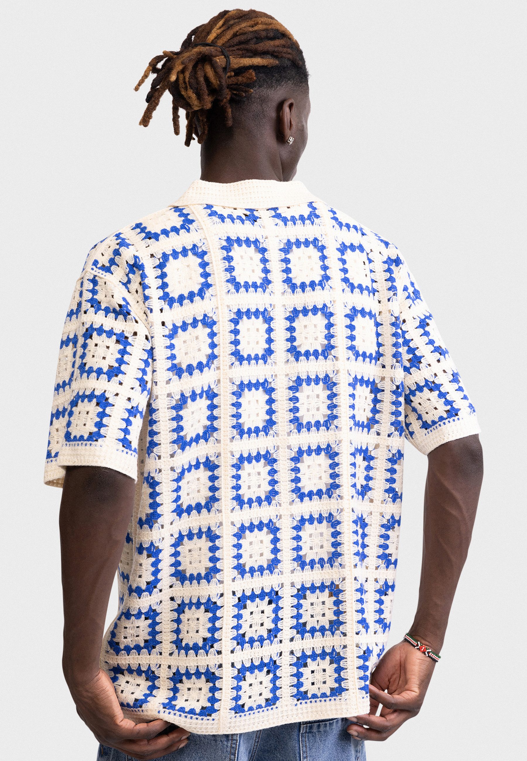 REDEFINED REBEL Kurzarmhemd Redefined Rebel Shirt RRFabian Shirt Crochet BOXY FIT
