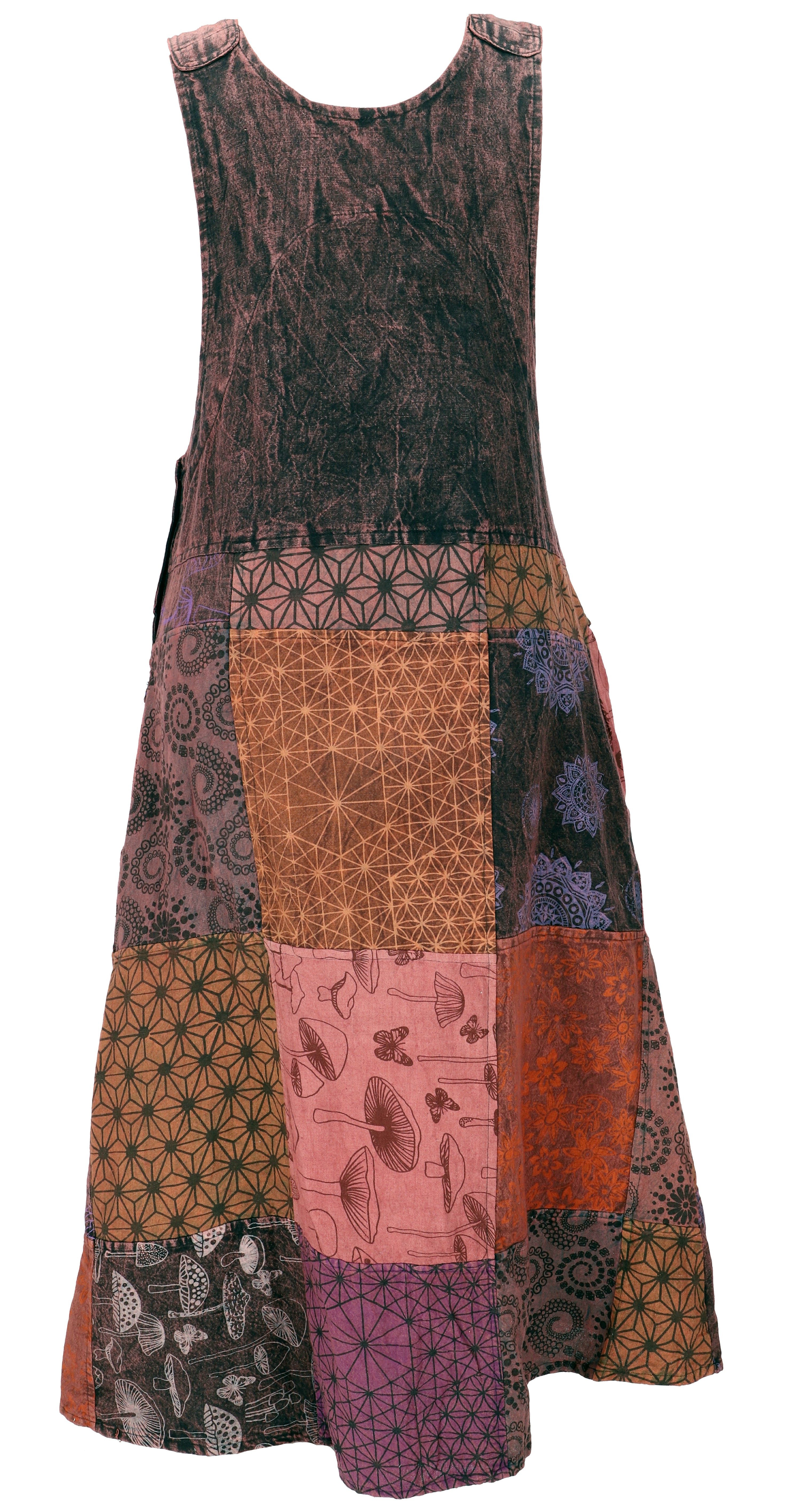 Guru-Shop Minirock Boho Latzrock, Patchwork Trägerkleid, Latzkleid.. alternative Bekleidung