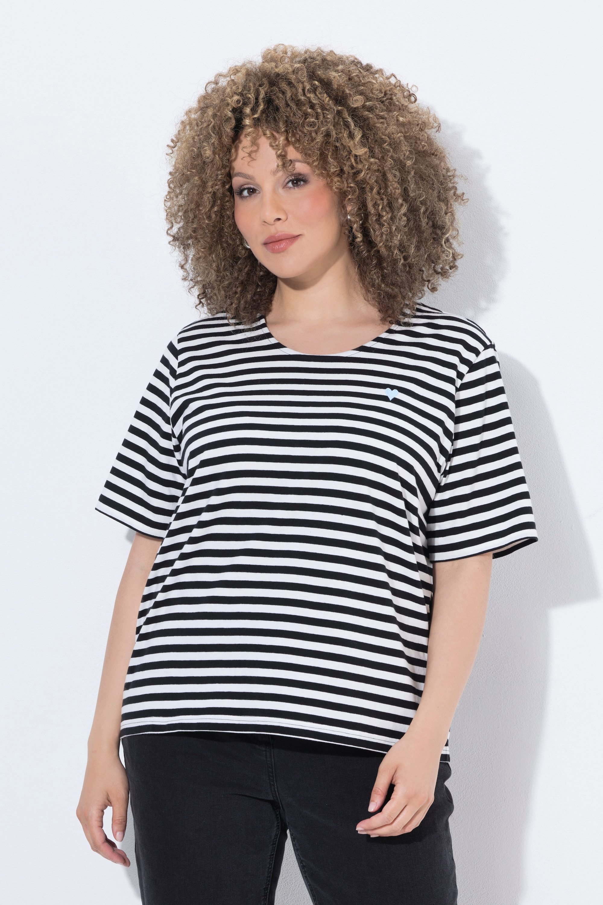 Ulla Popken T-Shirt T-Shirt Ringel Oversized Rundhals Halbarm