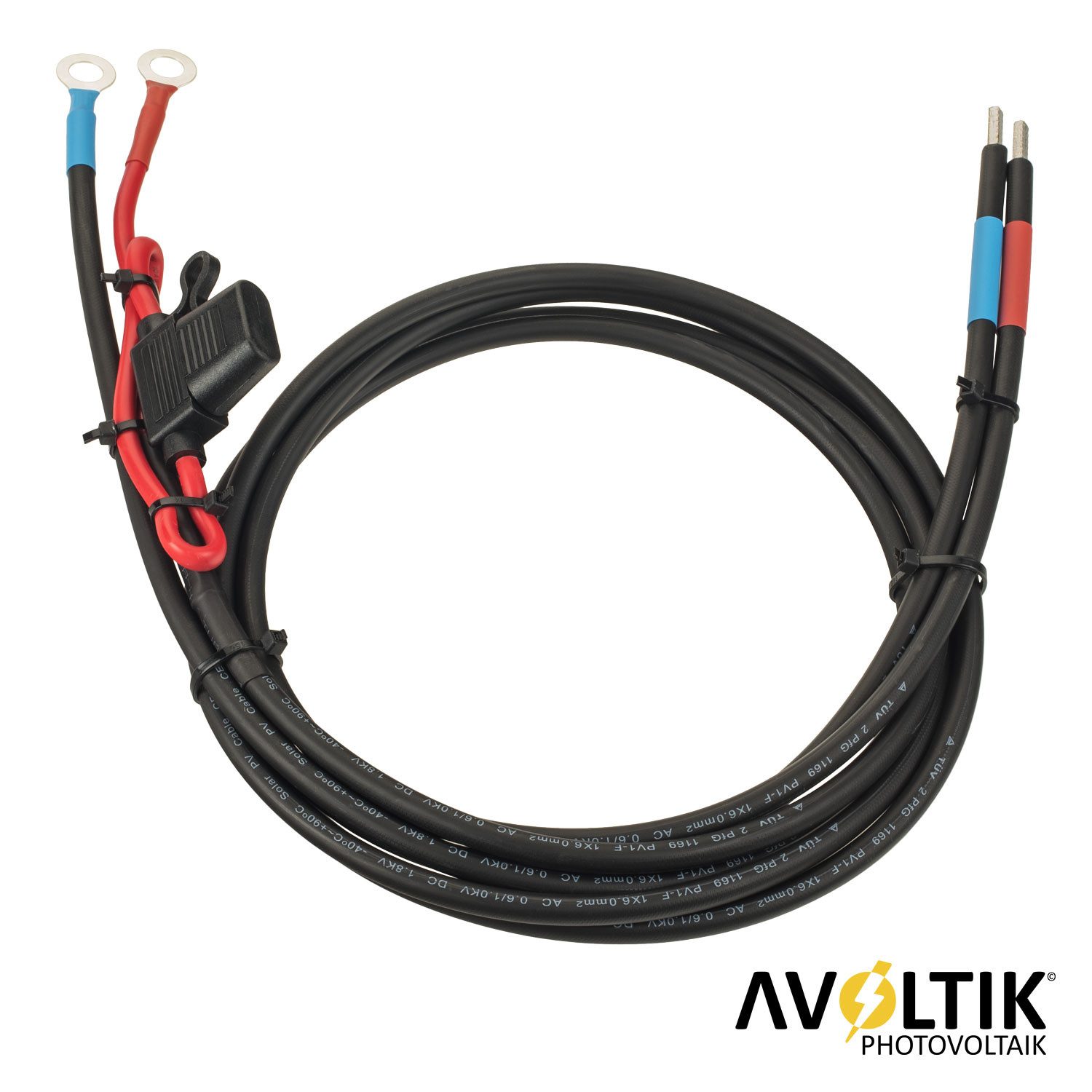 avoltik Laderegler Kabel auf Batterie 1,5m 6mm² Solarkabel Solarkabel, (150 cm), mit zusätzlicher 15A Sicherung