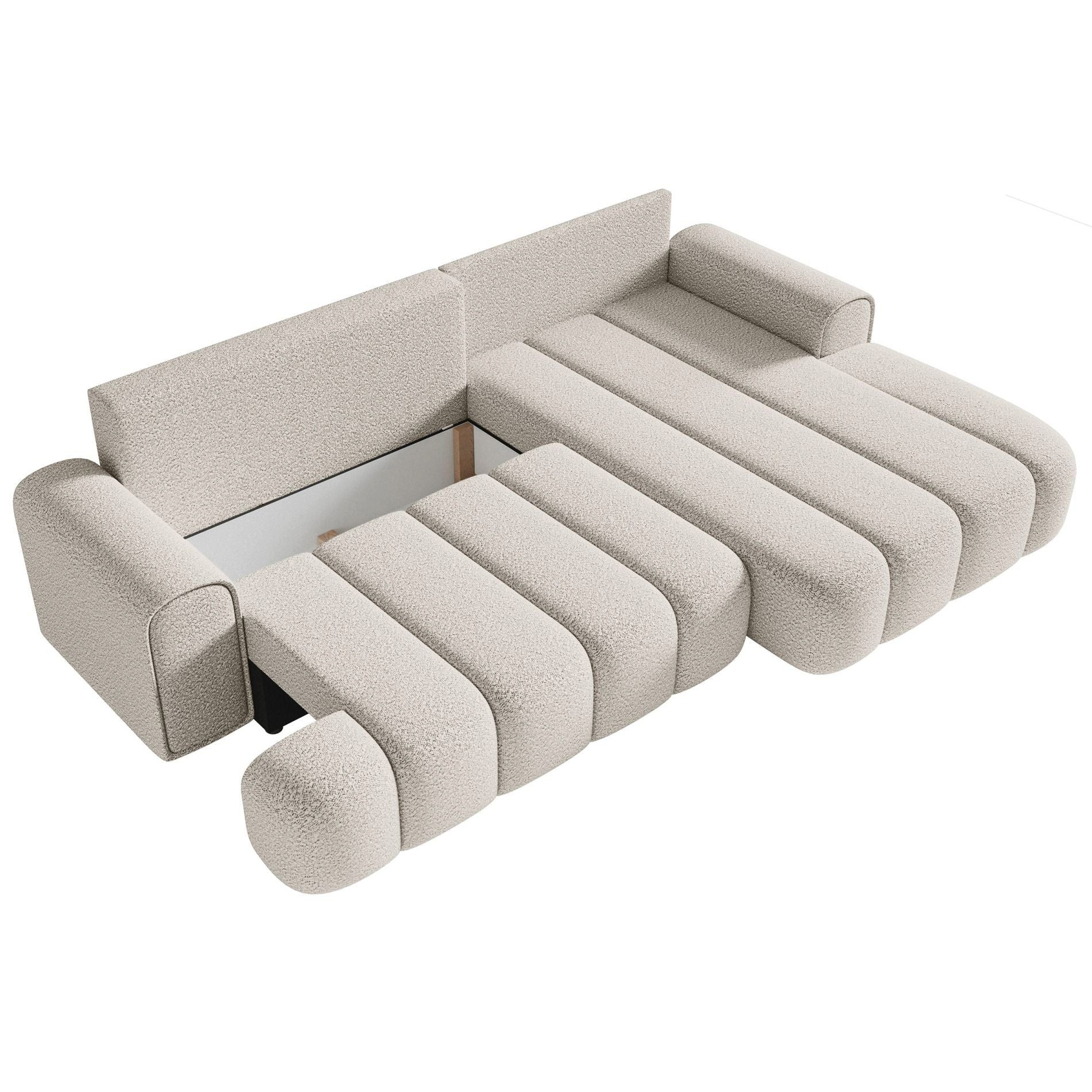 Selsey Ecksofa DANDELINO, Schlafsofa mit Bettkasten, Bezug wahlweise in Bouclé oder Samt, 275 cm