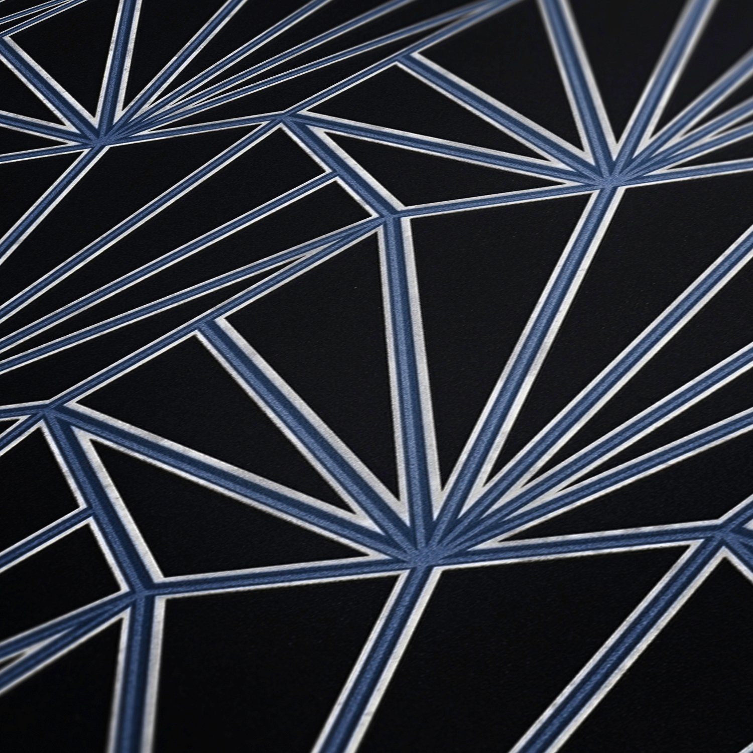 Geometrisch Hechter Tapete Daniel Vliestapete, grafisch, schwarz/blau/weiß Designertapete