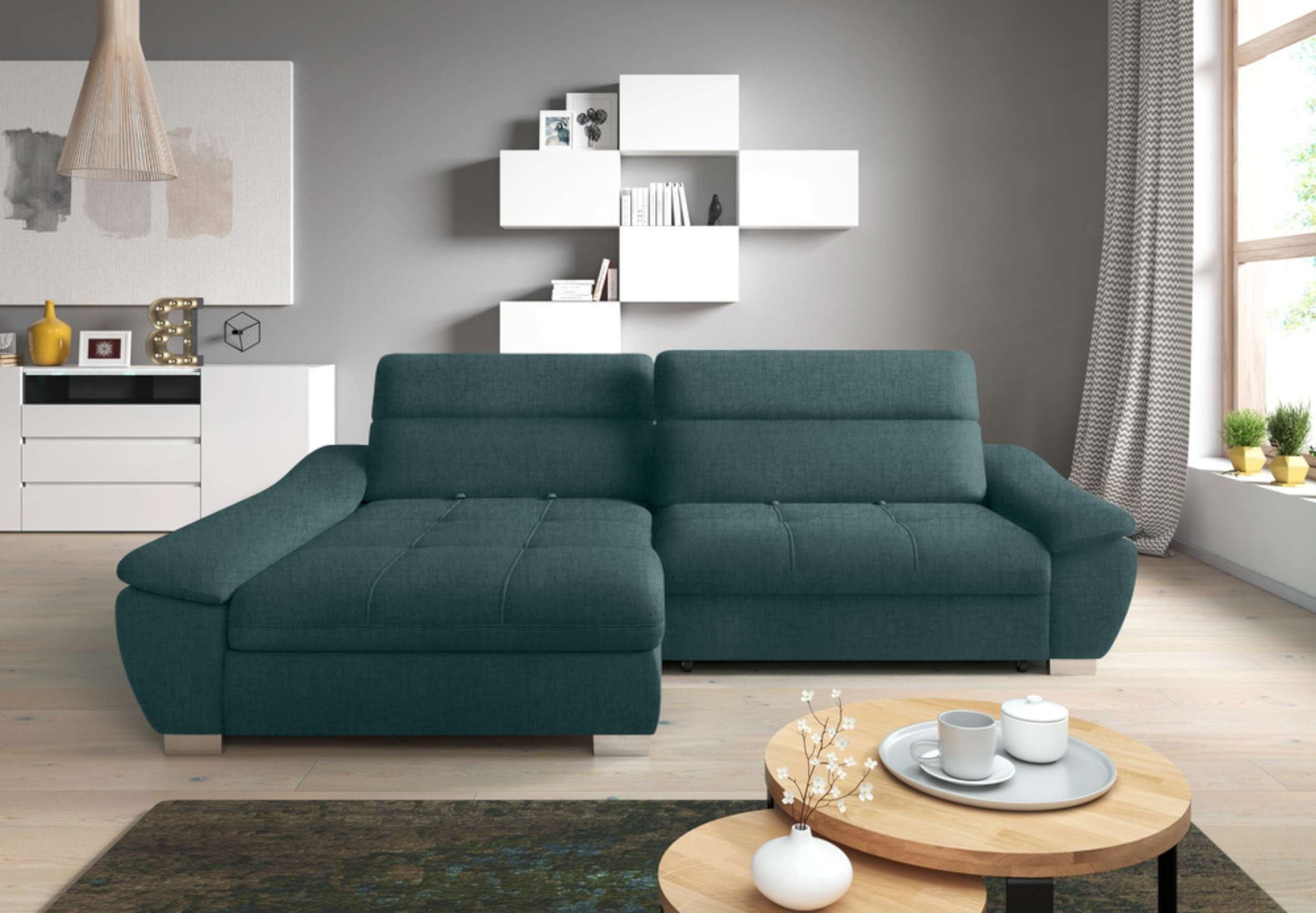 Stylefy Ecksofa Calladine, L-Form, Eckcouch, mane links oder rechts bestellbar, mit Bettkasten und Bettfunktion, inklusive Kopfteil- und Sitztiefenverstellung, Relaxfunktion, Modern Design