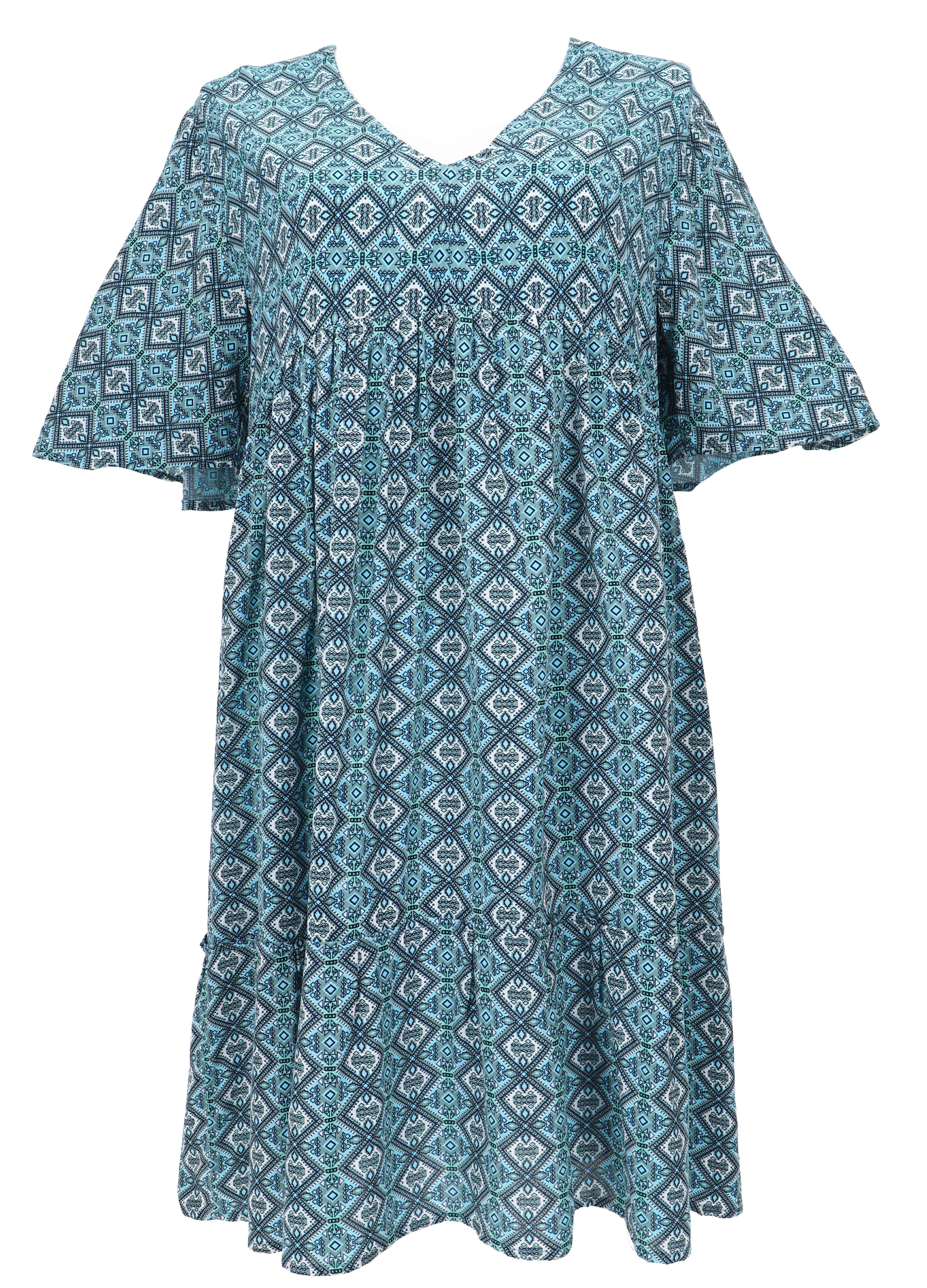 Guru-Shop Midikleid Boho Kurzarm Sommerkleid, Maxikleid,.. alternative Bekleidung