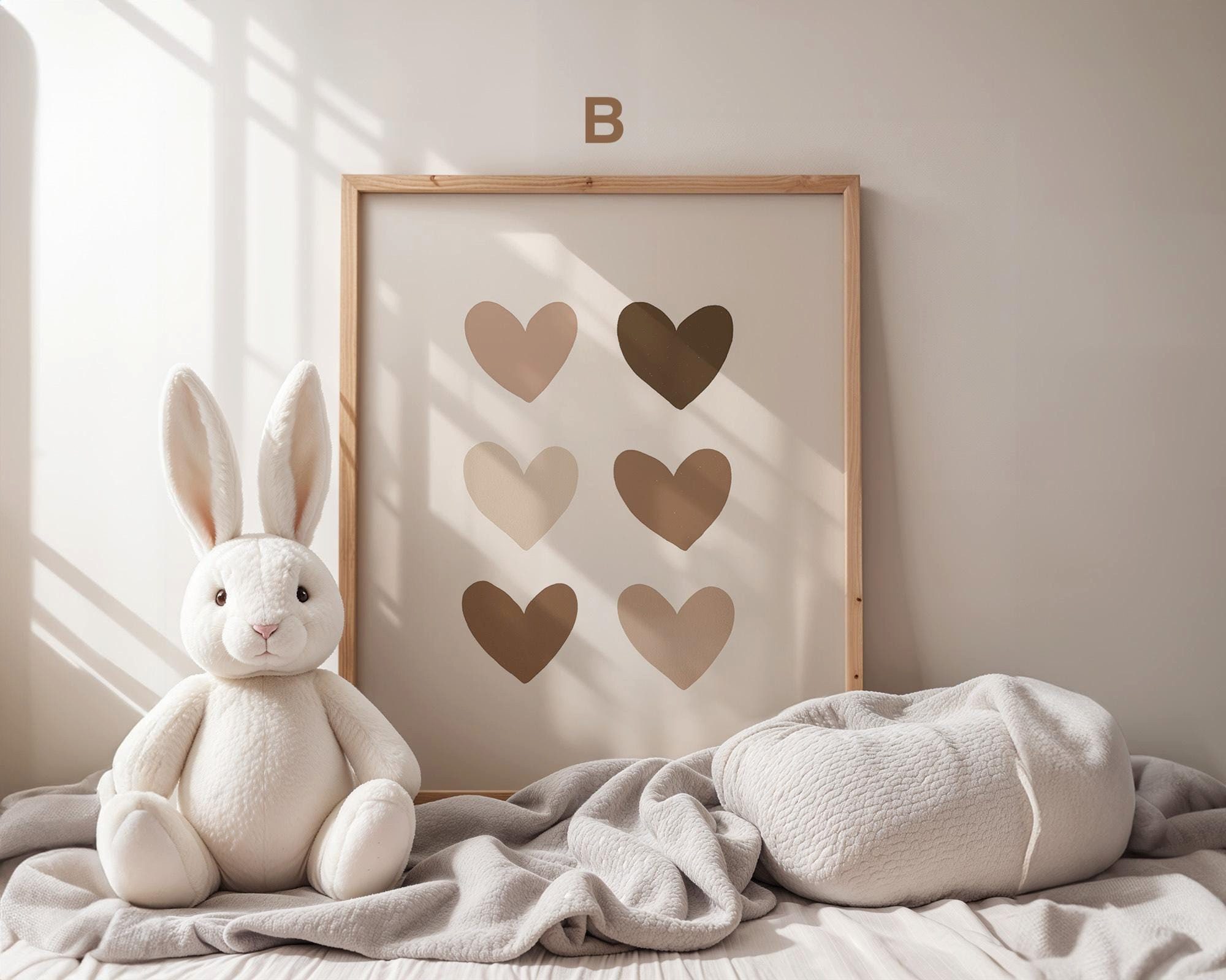 JUSTGOODMOOD Poster Boho Babyzimmer Regenbogen Herzen Blumen Sonne Häuser MutterKind Scand, (1 St) – Bild 3 von 5