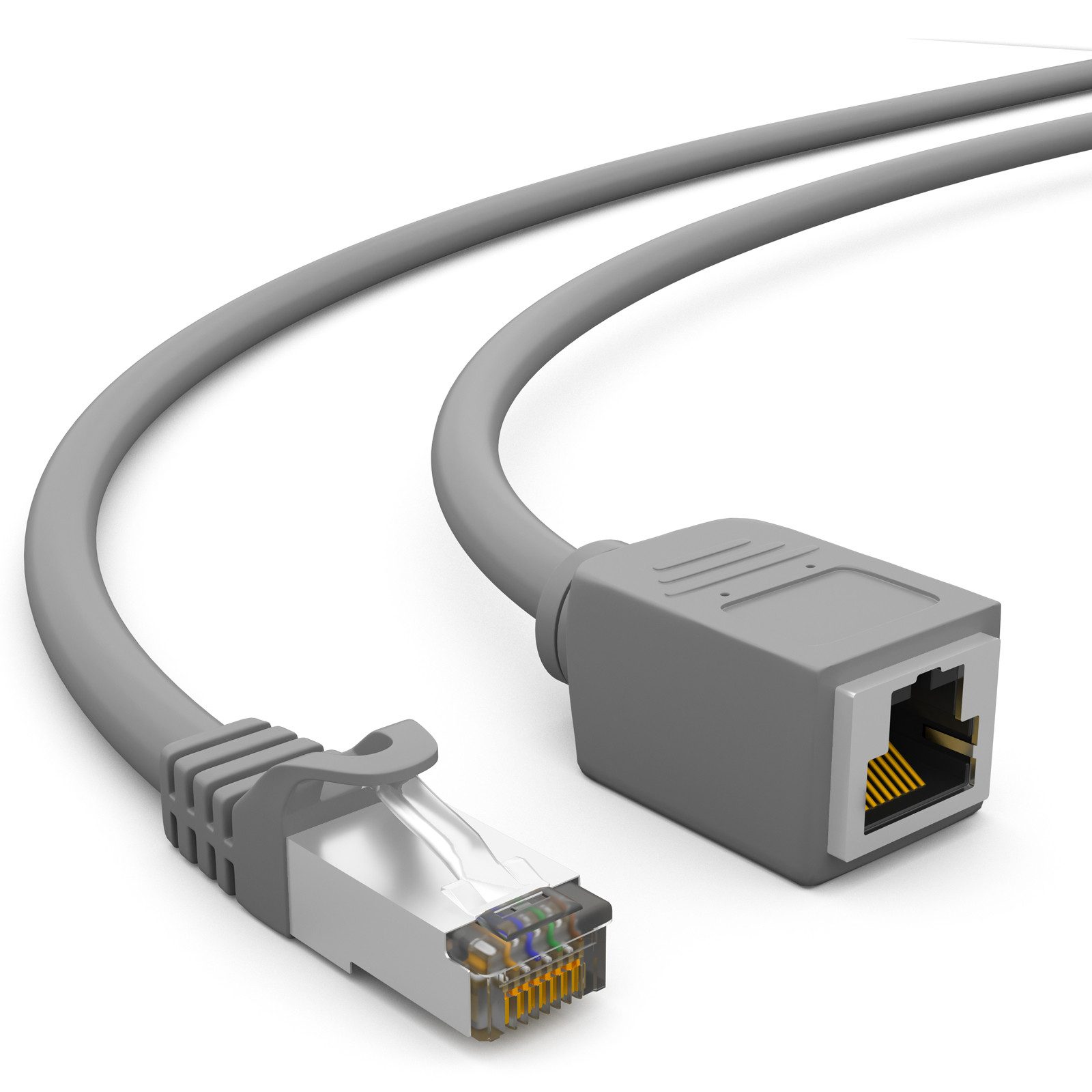 HB-DIGITAL Patchkabel Verlängerung CAT7 LAN Kabel 0,5m grau RJ45 S/FTP PiMF LSZH Netzwerkkabel, RJ45 (8P8C), RJ45 (50 cm), Pins Vergoldet 3µ