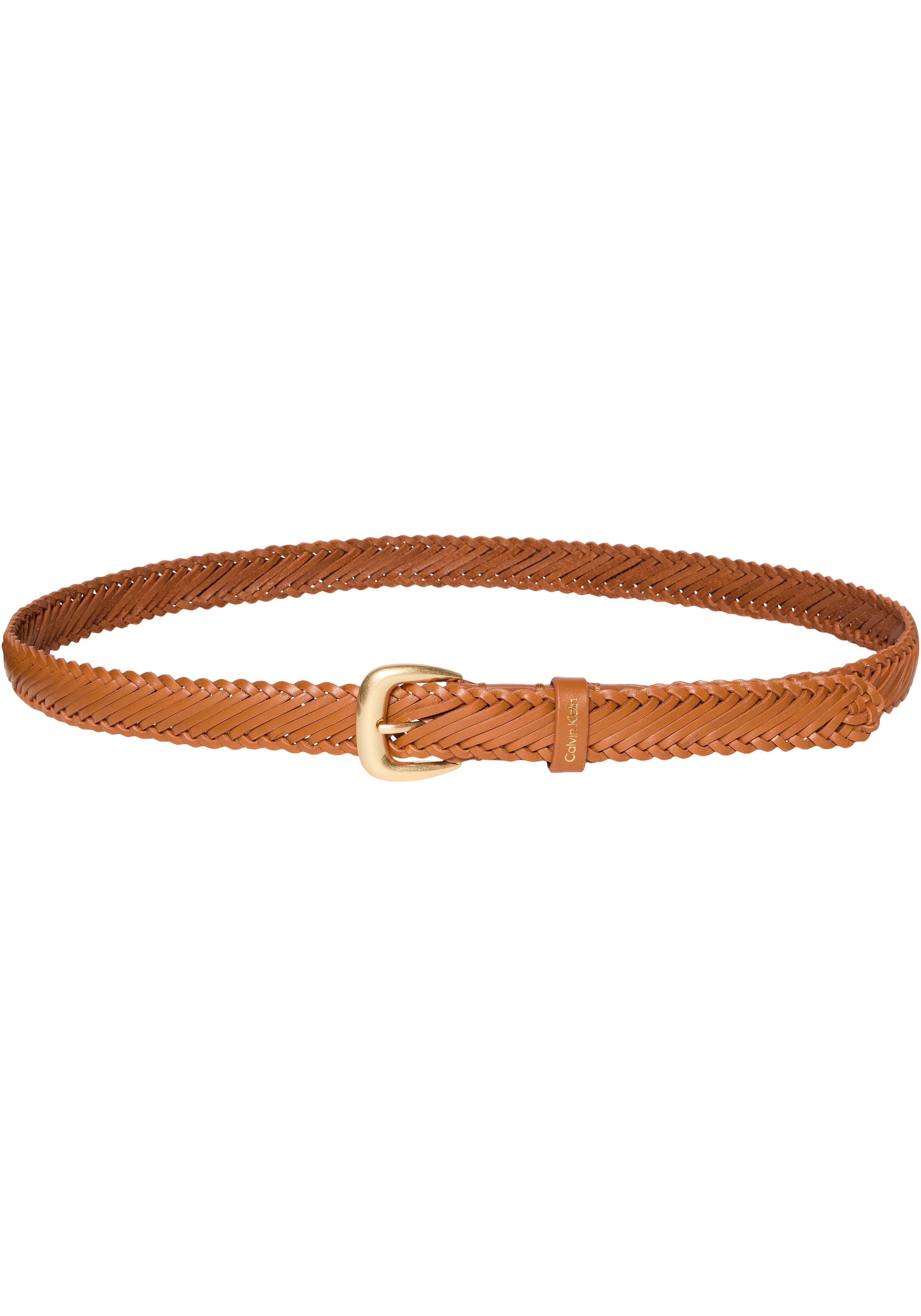 Calvin Klein Ledergürtel BRAIDED LOGO BUCKLE 25MM Größenverstellbar mit Metallschließe