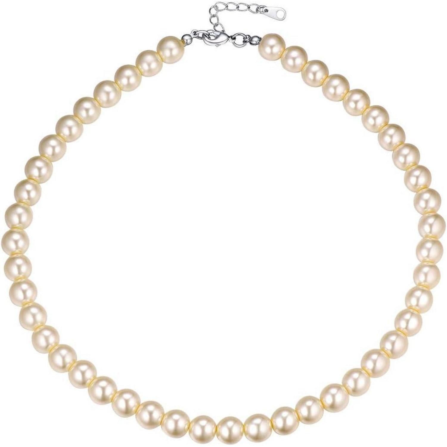 LuxusKollektion Perlenkette Perlenkette Damen Herren Choker Zuchtperlen Schwarz 01: Weiß