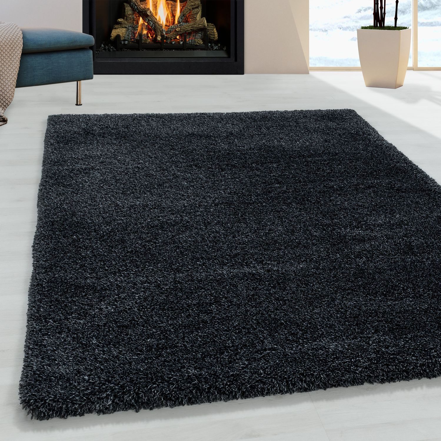 Teppich Boss Teppich Hochflor Teppich Francesca Anthrazit, rechteckig, Höhe: 30 mm