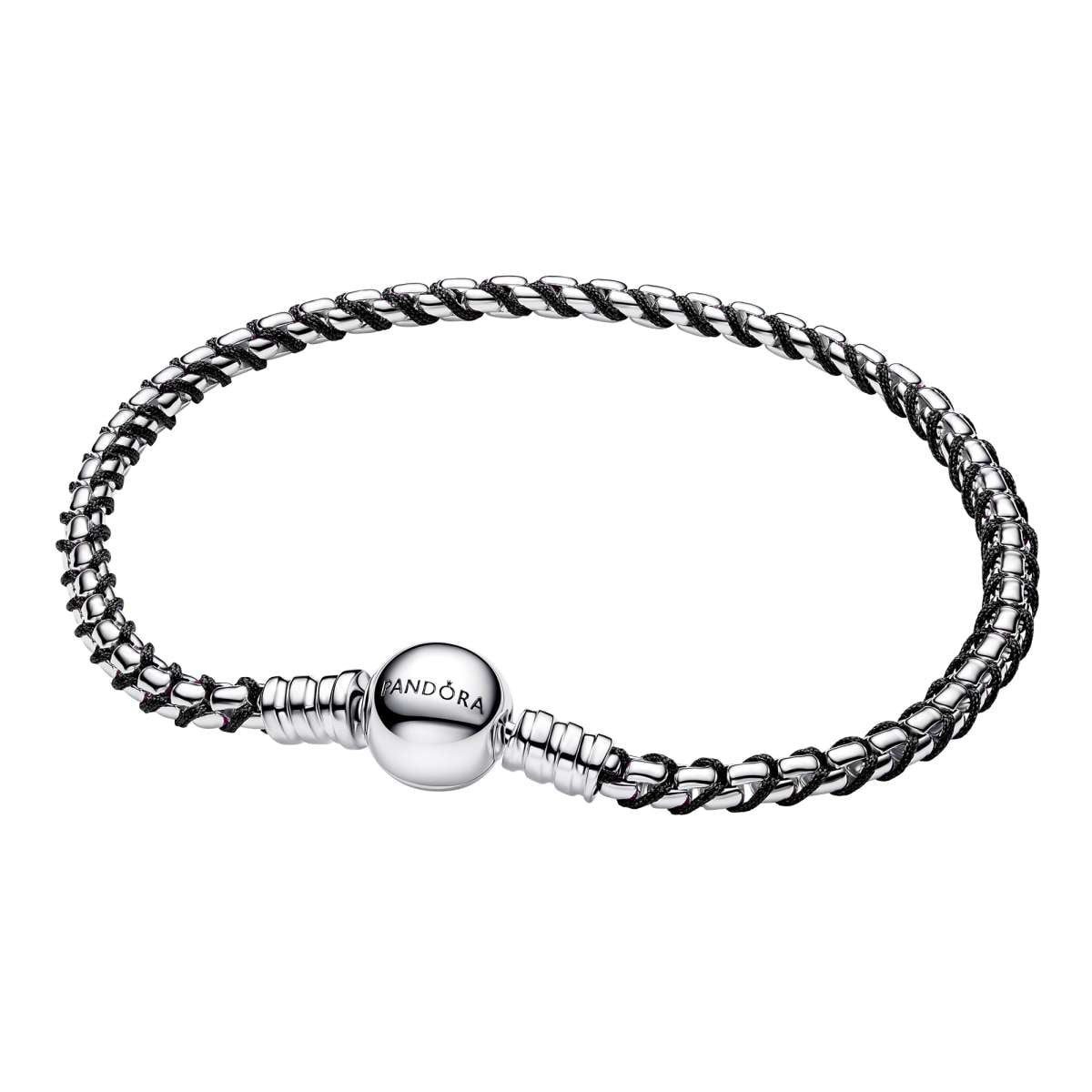 Pandora Silberarmband 593816C02, für Damen Veneziakette Schwarz