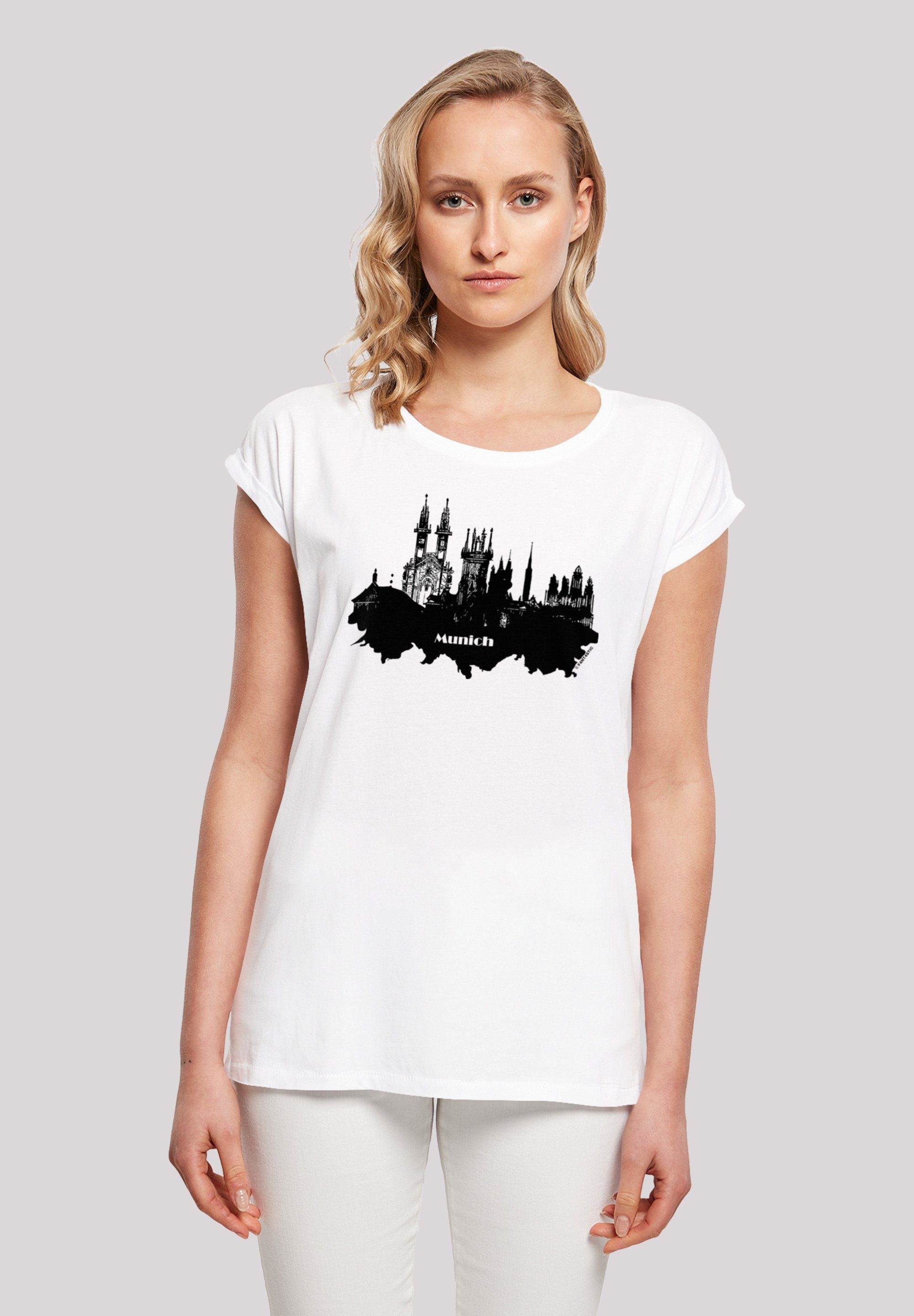 ist - F4NT4STIC groß T-Shirt skyline Model M und Größe 170 Das trägt Cities Print, cm Collection Munich