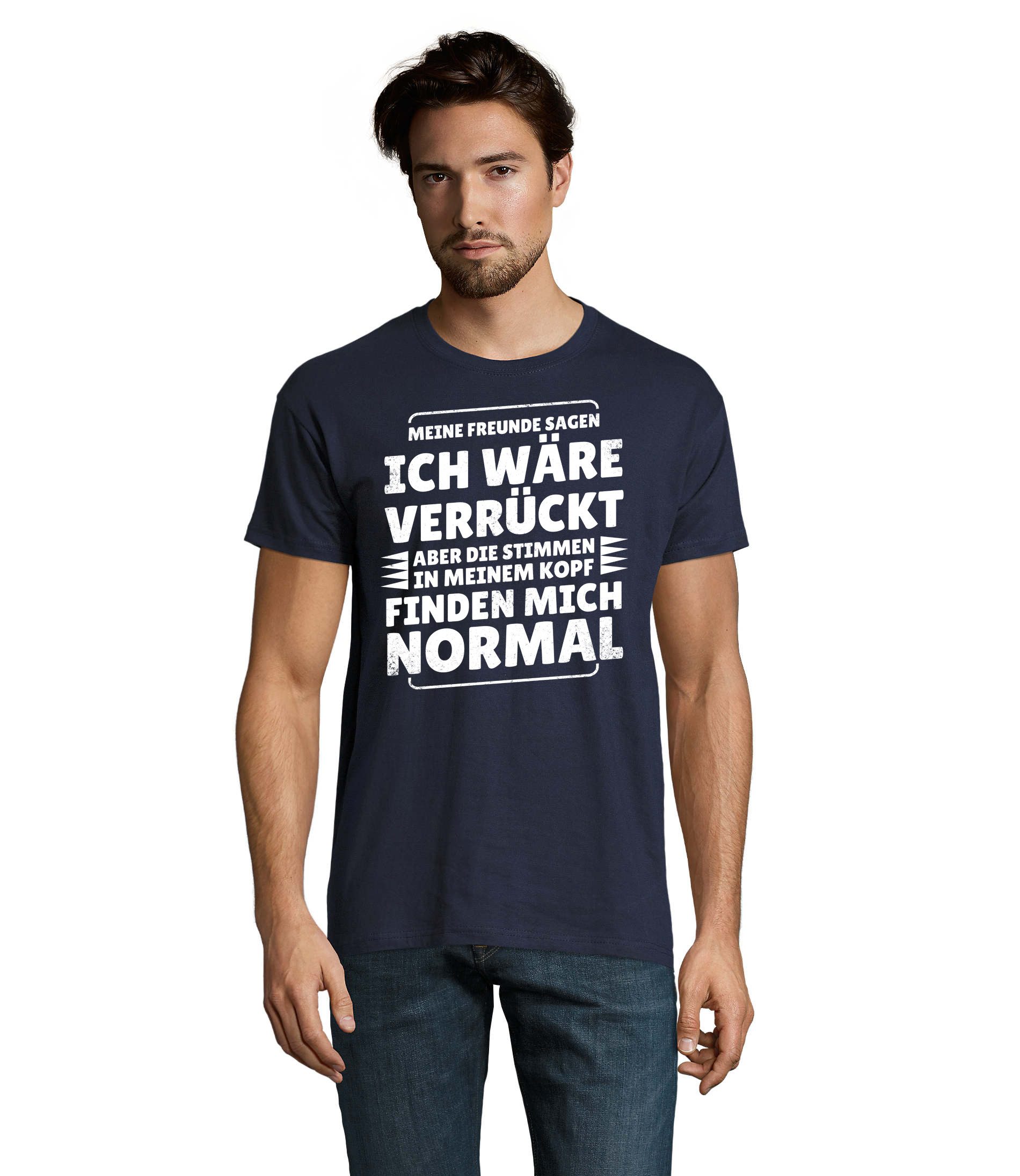T-Shirt VerrücktStimmen Herren T-Shirt Spruch Print Stimmen Kopf Fun