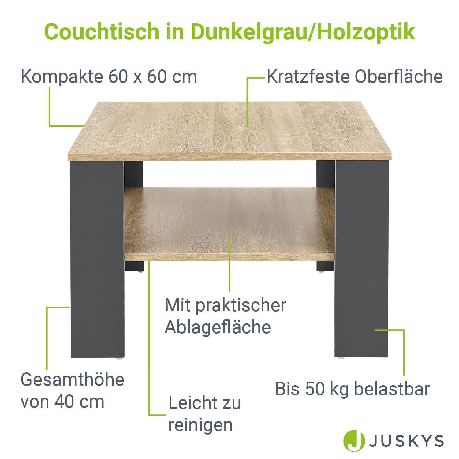 Juskys Couchtisch, Dunkelgrau / Melaminbeschichtung mit Holzoptik