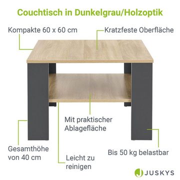 Juskys Couchtisch, Dunkelgrau / Holzoptik mit Melaminbeschichtung