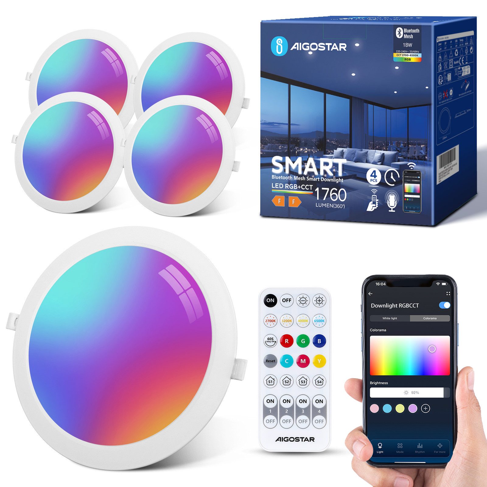 Aigostar LED Einbauleuchte Smart Decken Einbaulampe günstig online kaufen