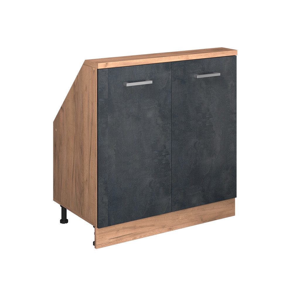 Vicco Unterschrank R-Line, Schwarz Beton/Goldkraft Eiche, günstig online kaufen