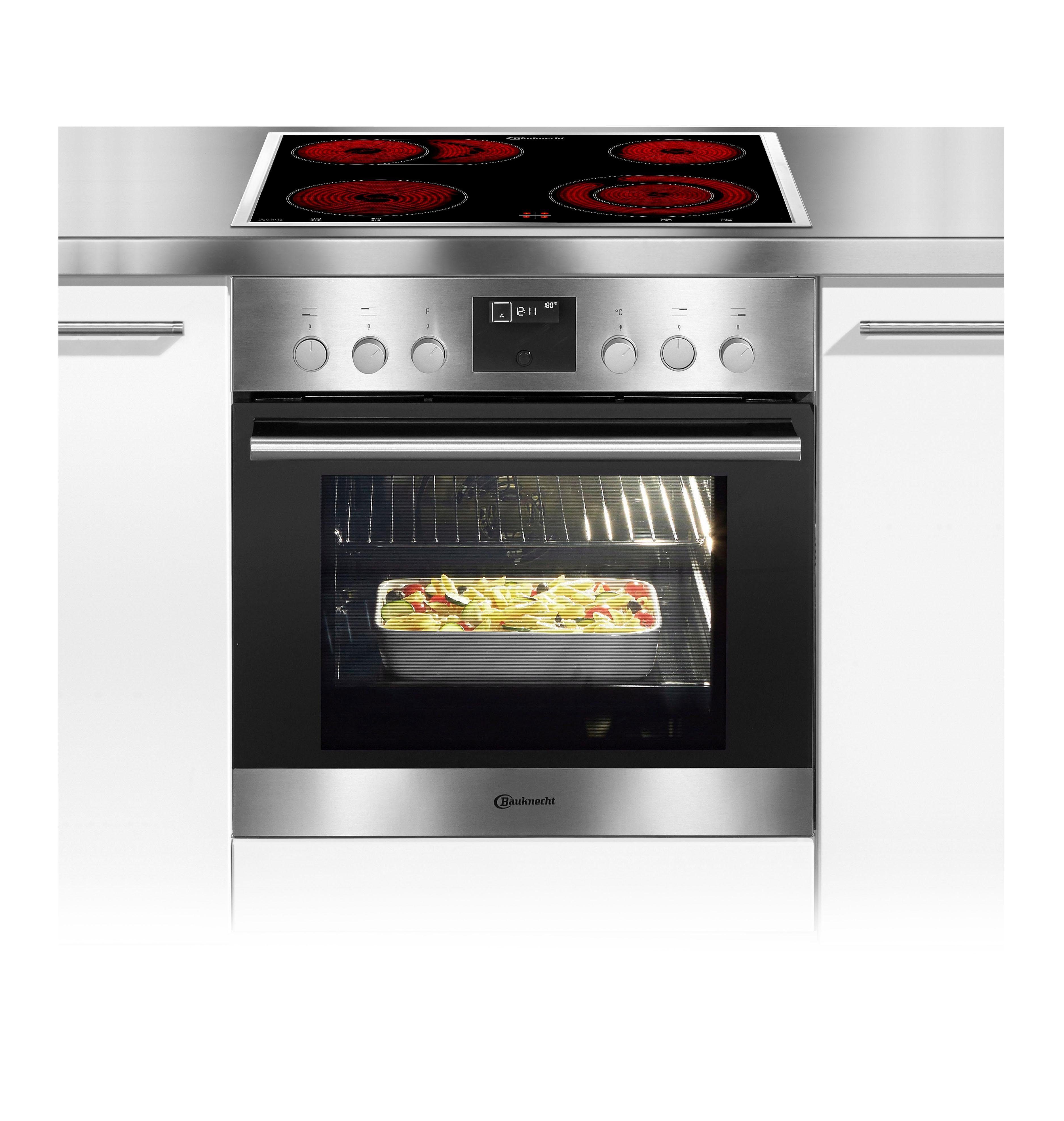 BAUKNECHT Elektro-Herd-Set Heko Tango, mit 2-fach-Teleskopauszug, Pyrolyse-Selbstreinigung, Pizzafunktion – knusprig und köstlich wie frisch aus dem Steinofen